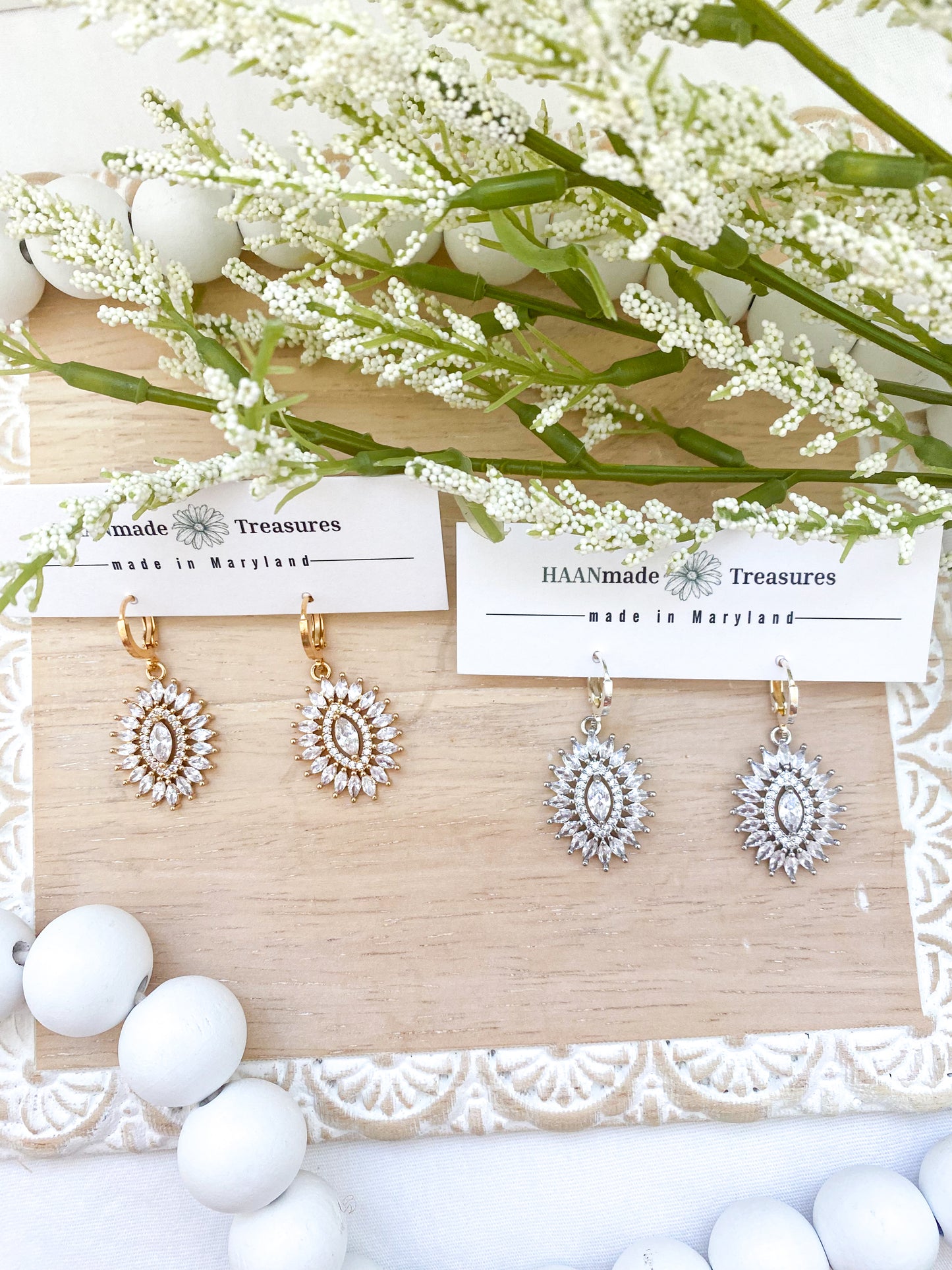 Diamond Burst Oval Small Dangles
