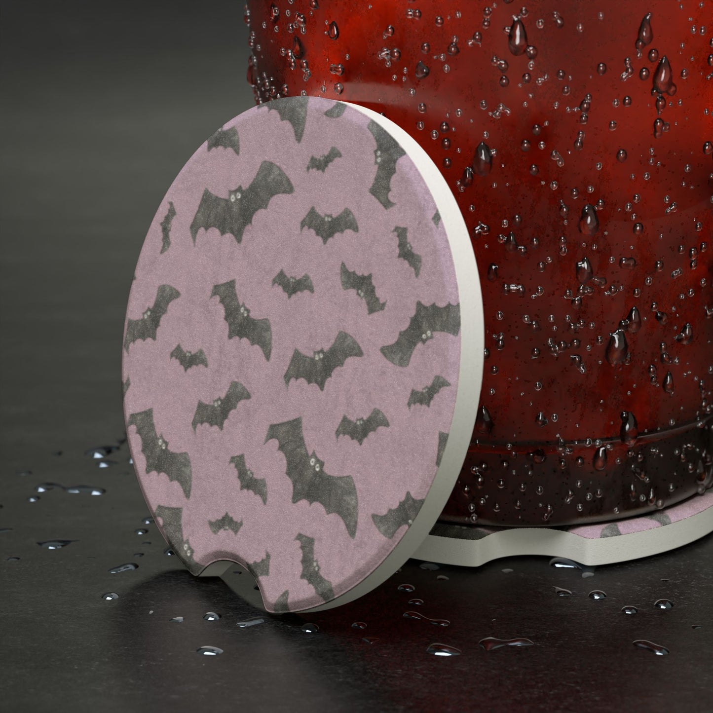 Purple Bats! Soapstone Car Coaster