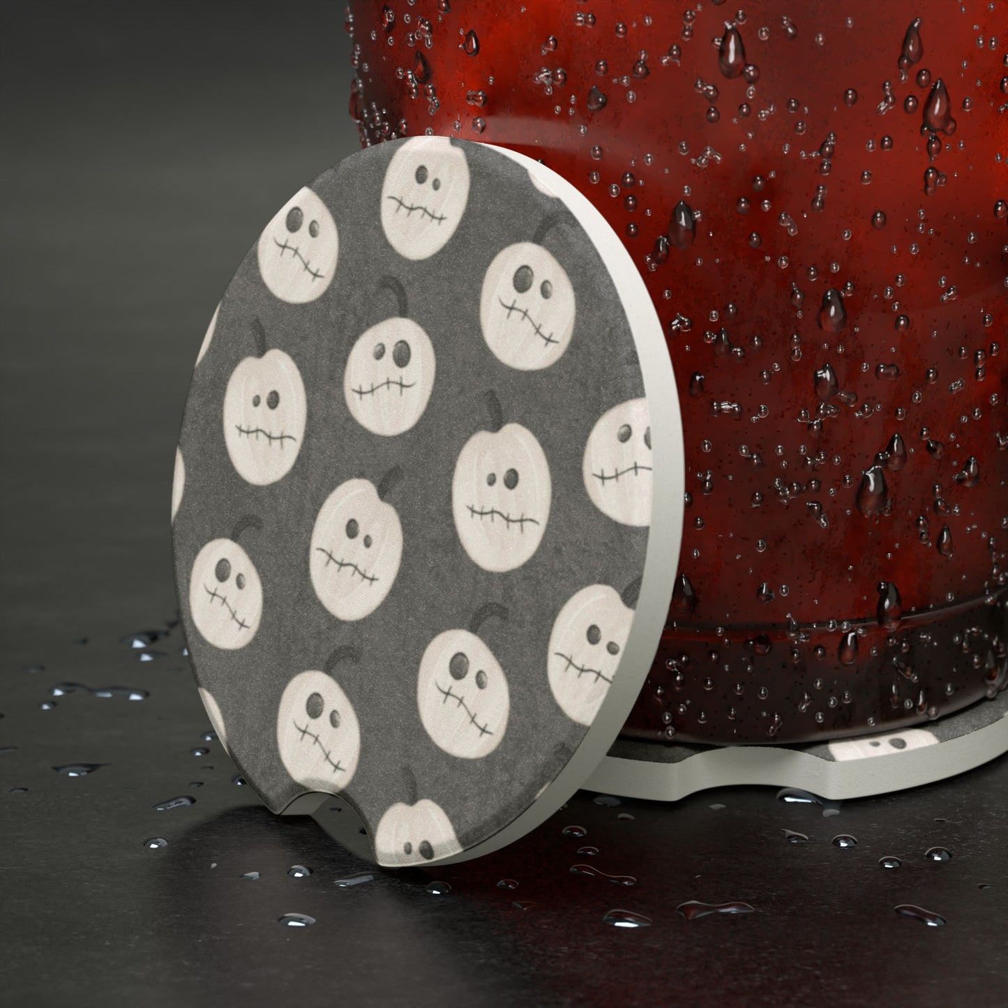 Spooky Pumpkins Soapstone Car Coaster