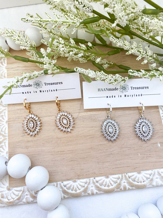 Diamond Burst Oval Small Dangles
