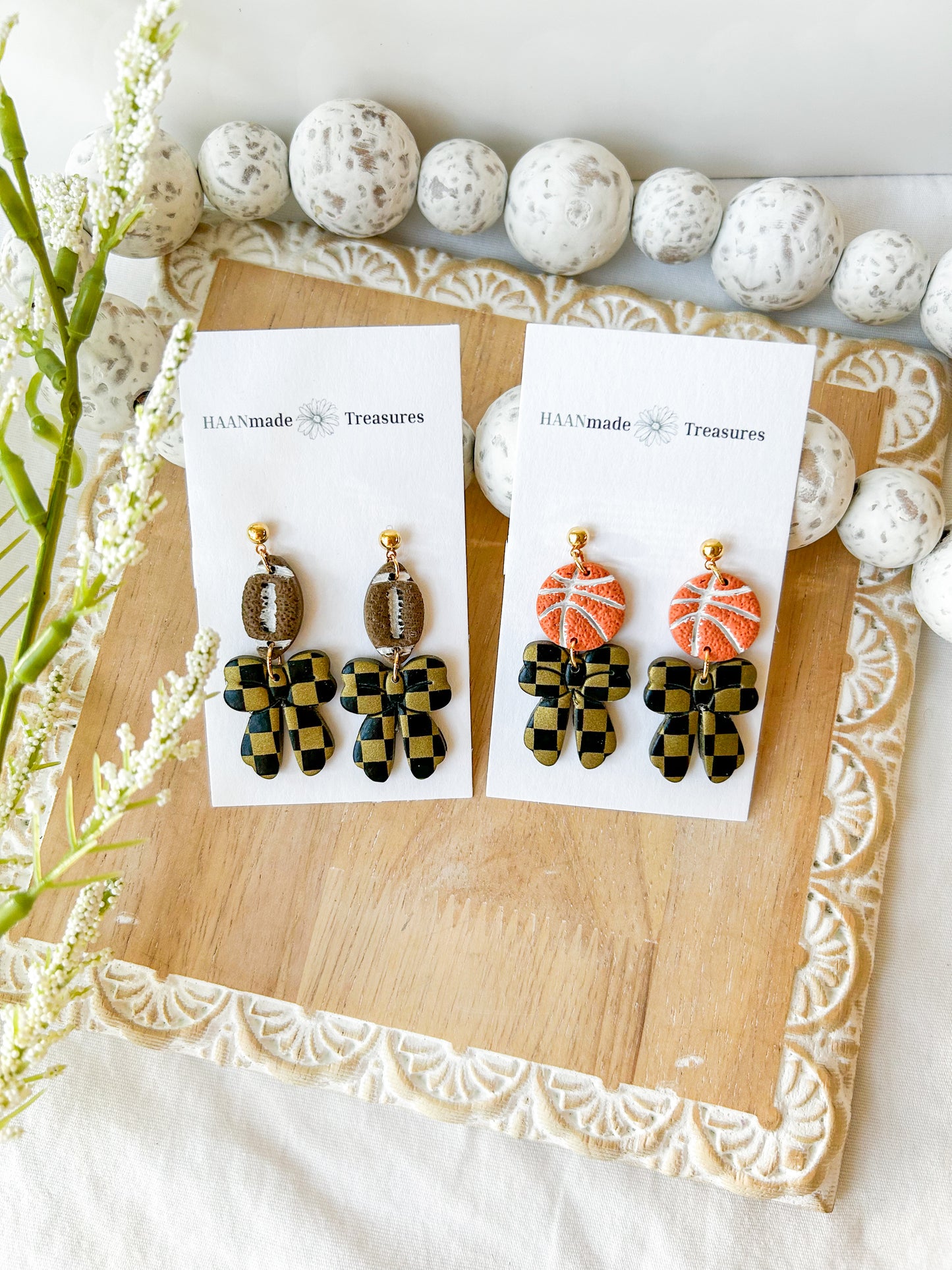 Black & Gold Bow Earrings