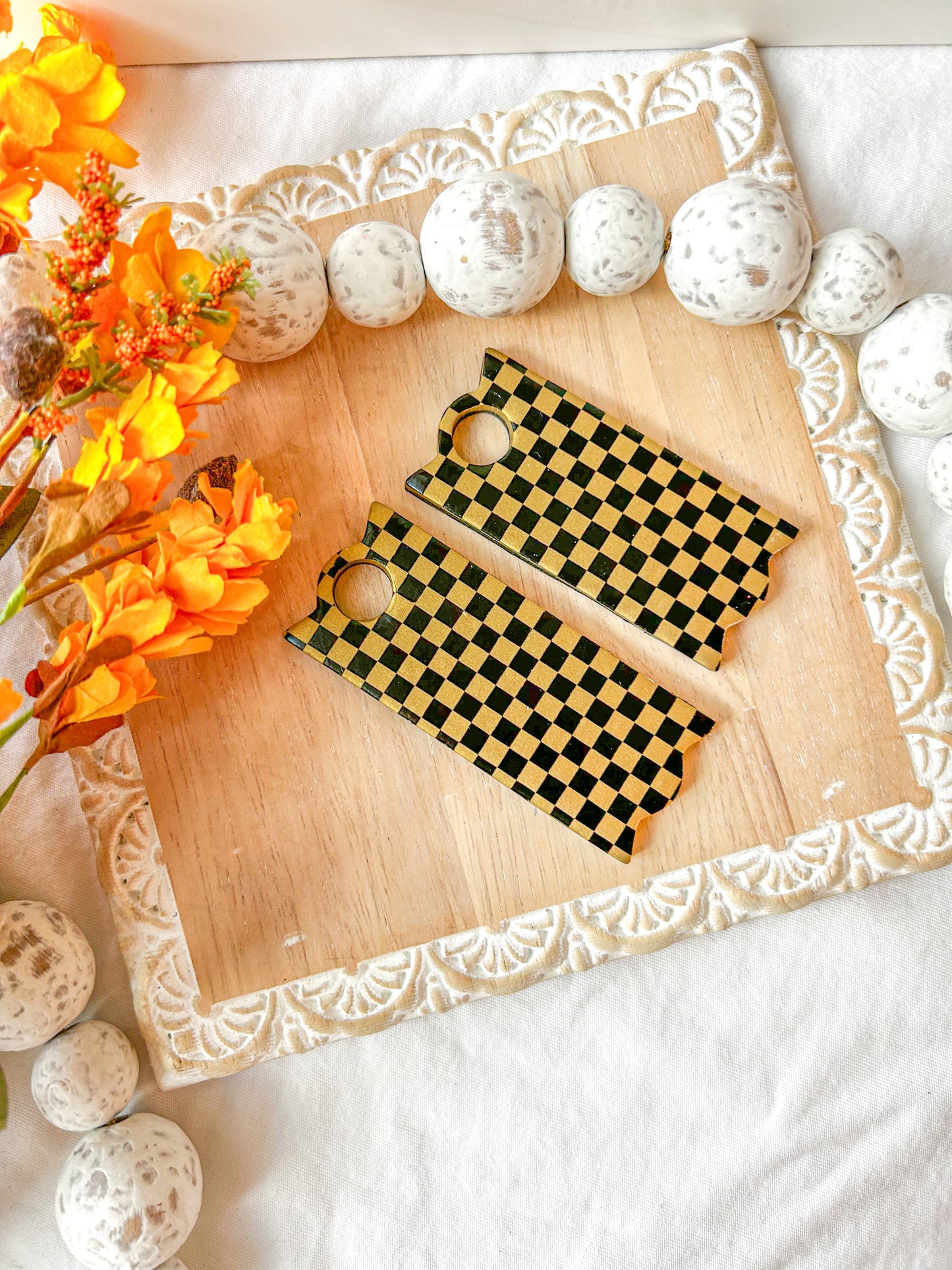 Black & Gold Checkered Stanley Topper