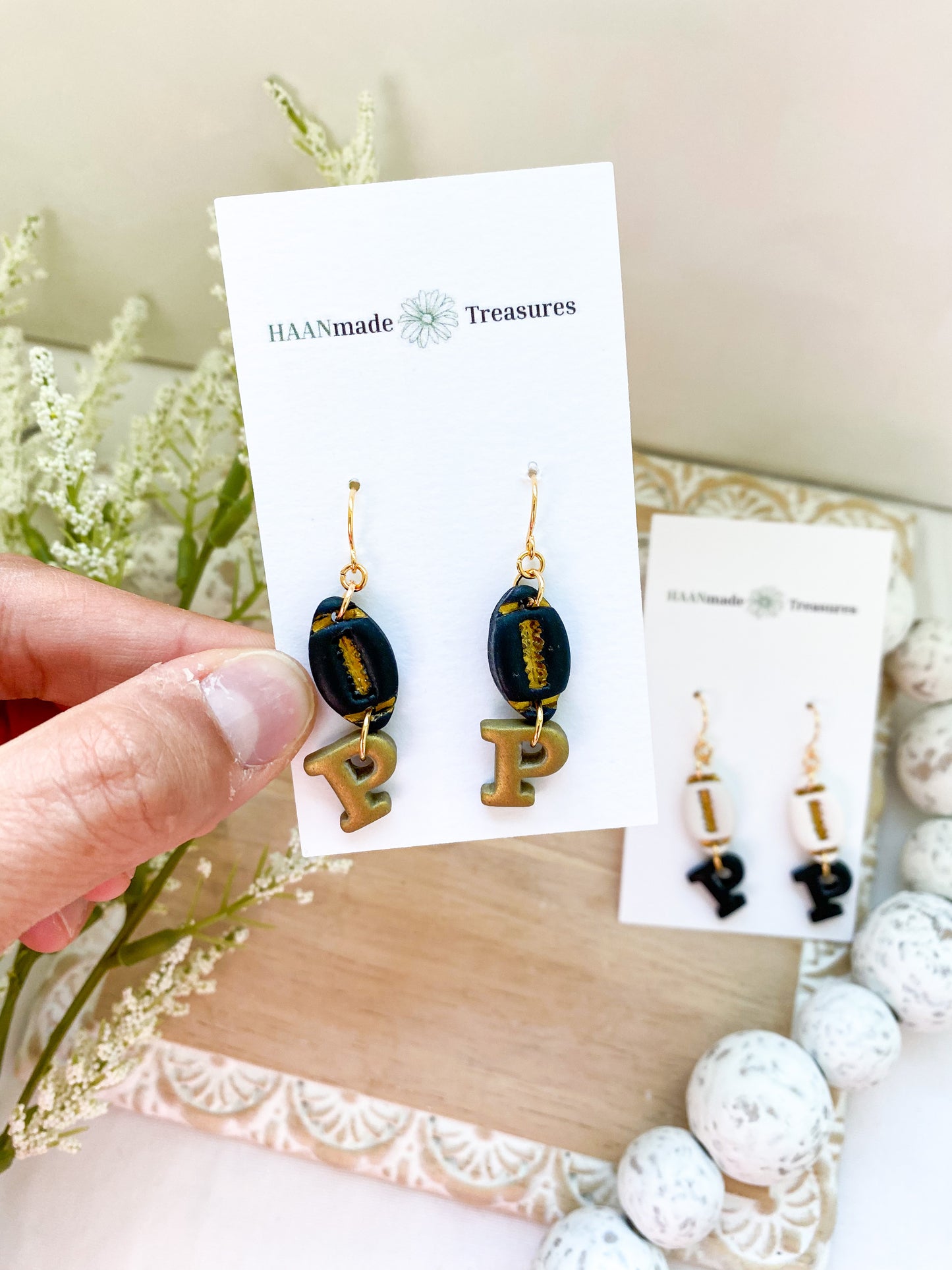 Black & Gold Football Dangles