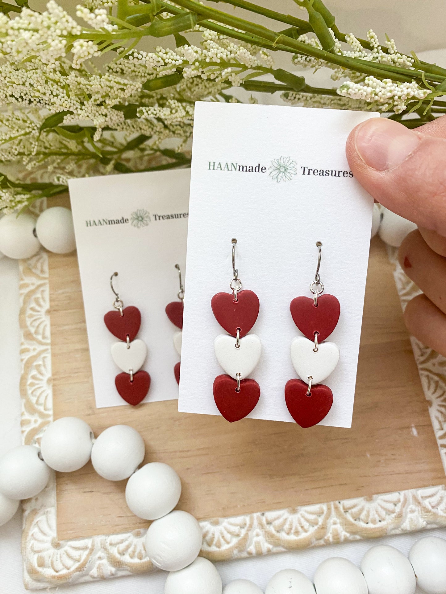 Red & White Stacked Hearts