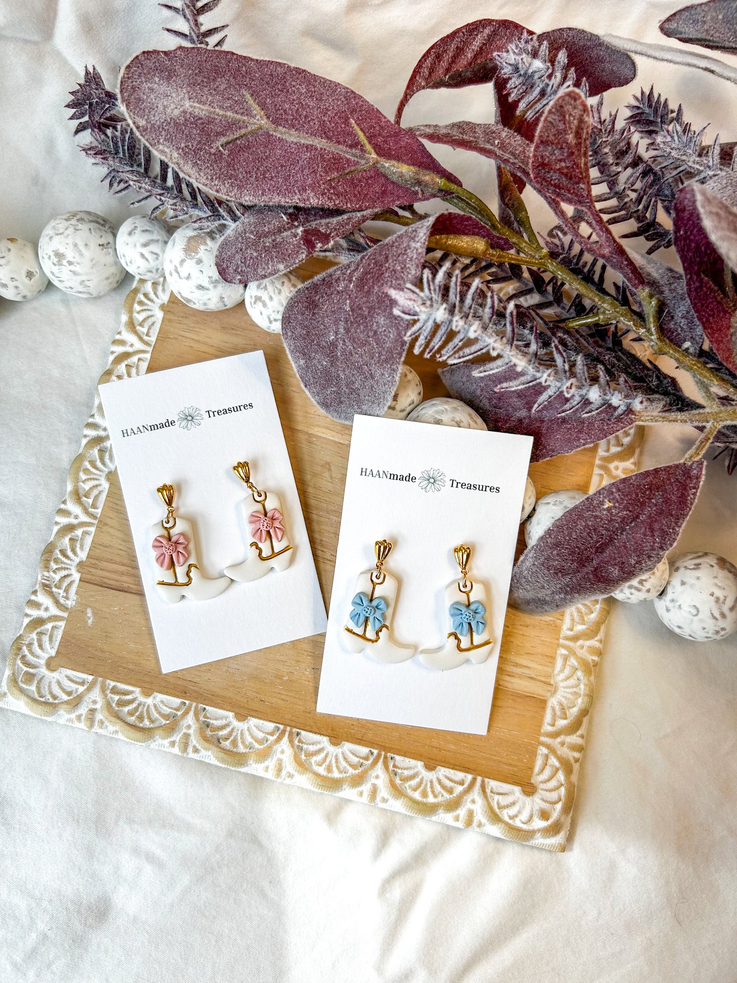 Cowgirl Boot Bow Earrings