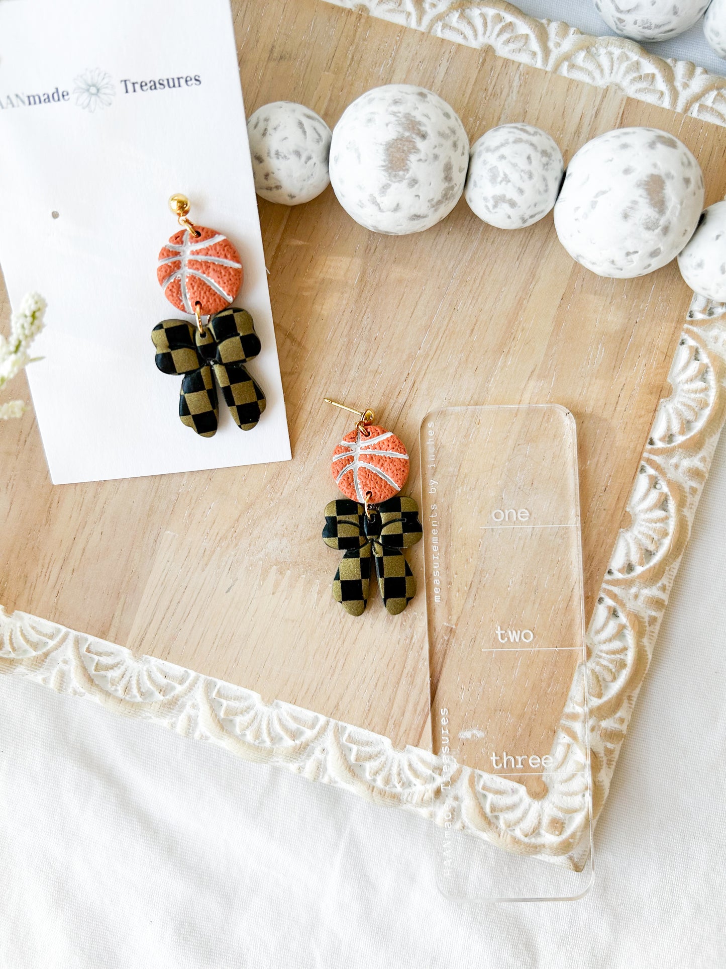 Vintage Red & White Bow Earrings