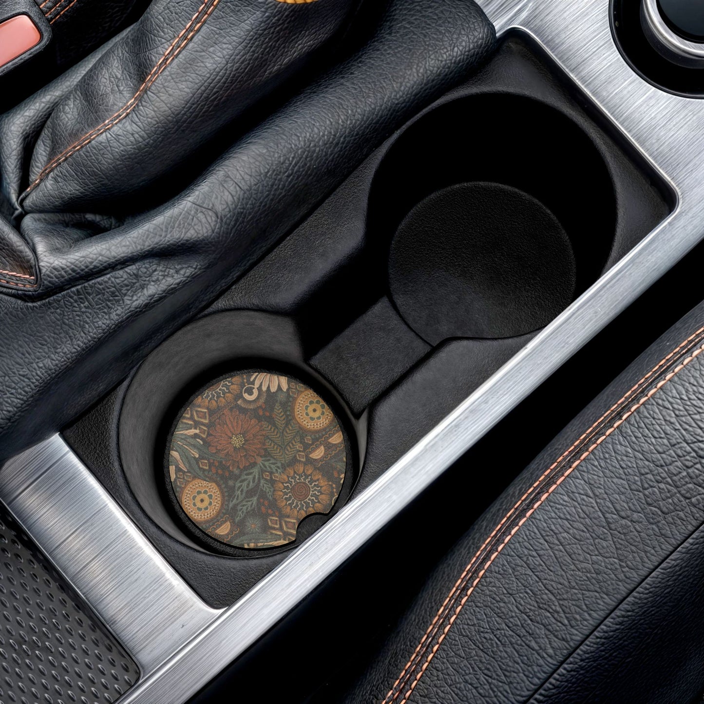 Blooming Mums Soapstone Car Coaster