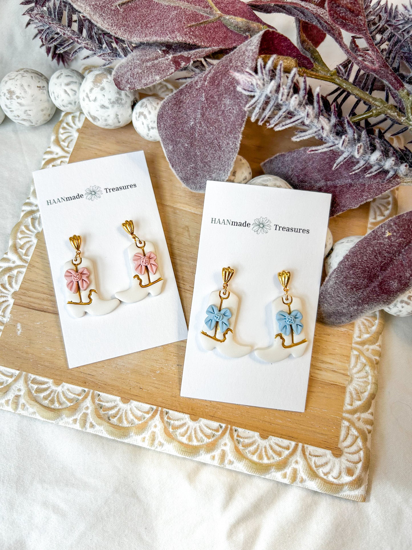 Cowgirl Boot Bow Earrings