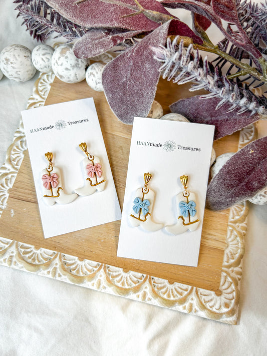 Cowgirl Boot Bow Earrings