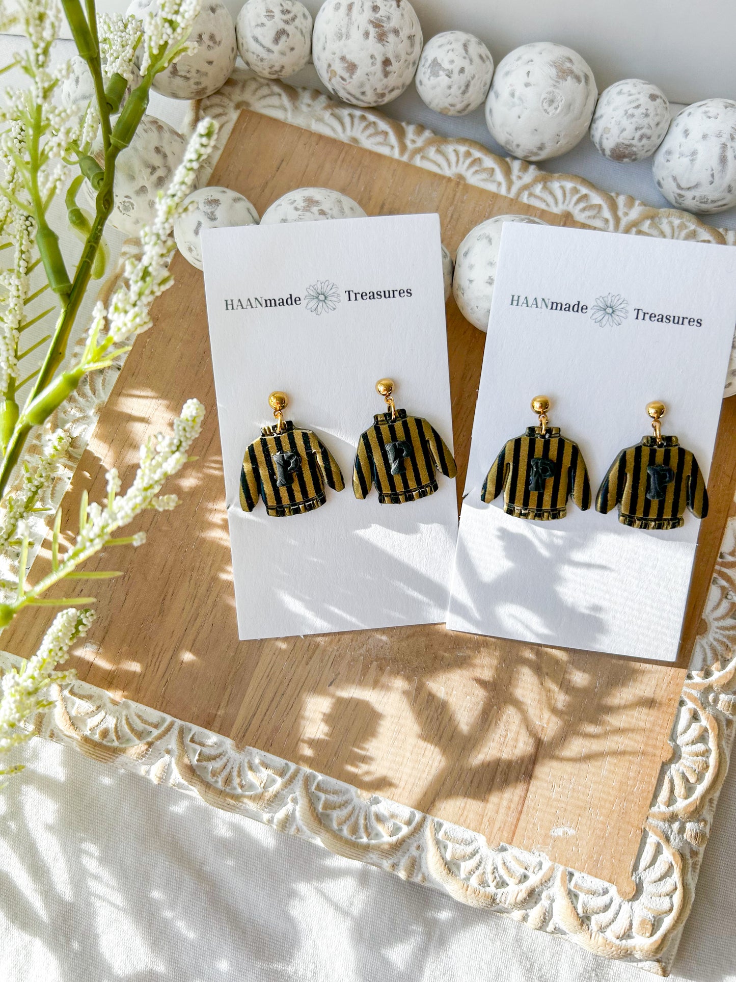 Candy Striped Black & Gold Sweaters