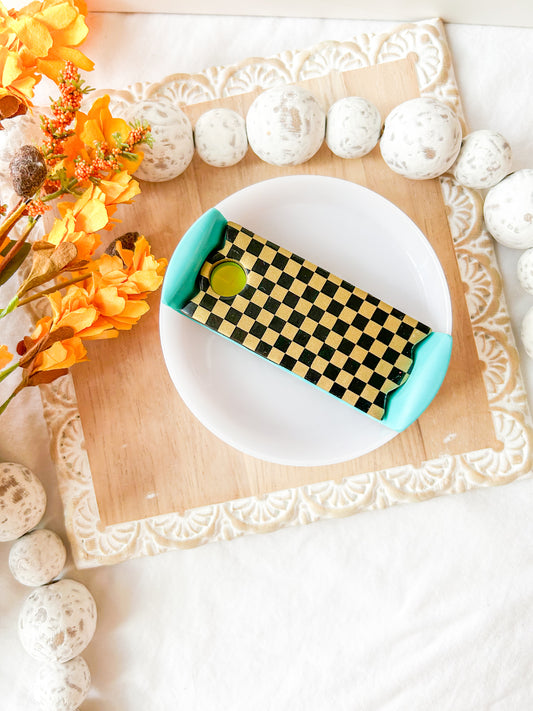 Black & Gold Checkered Stanley Topper