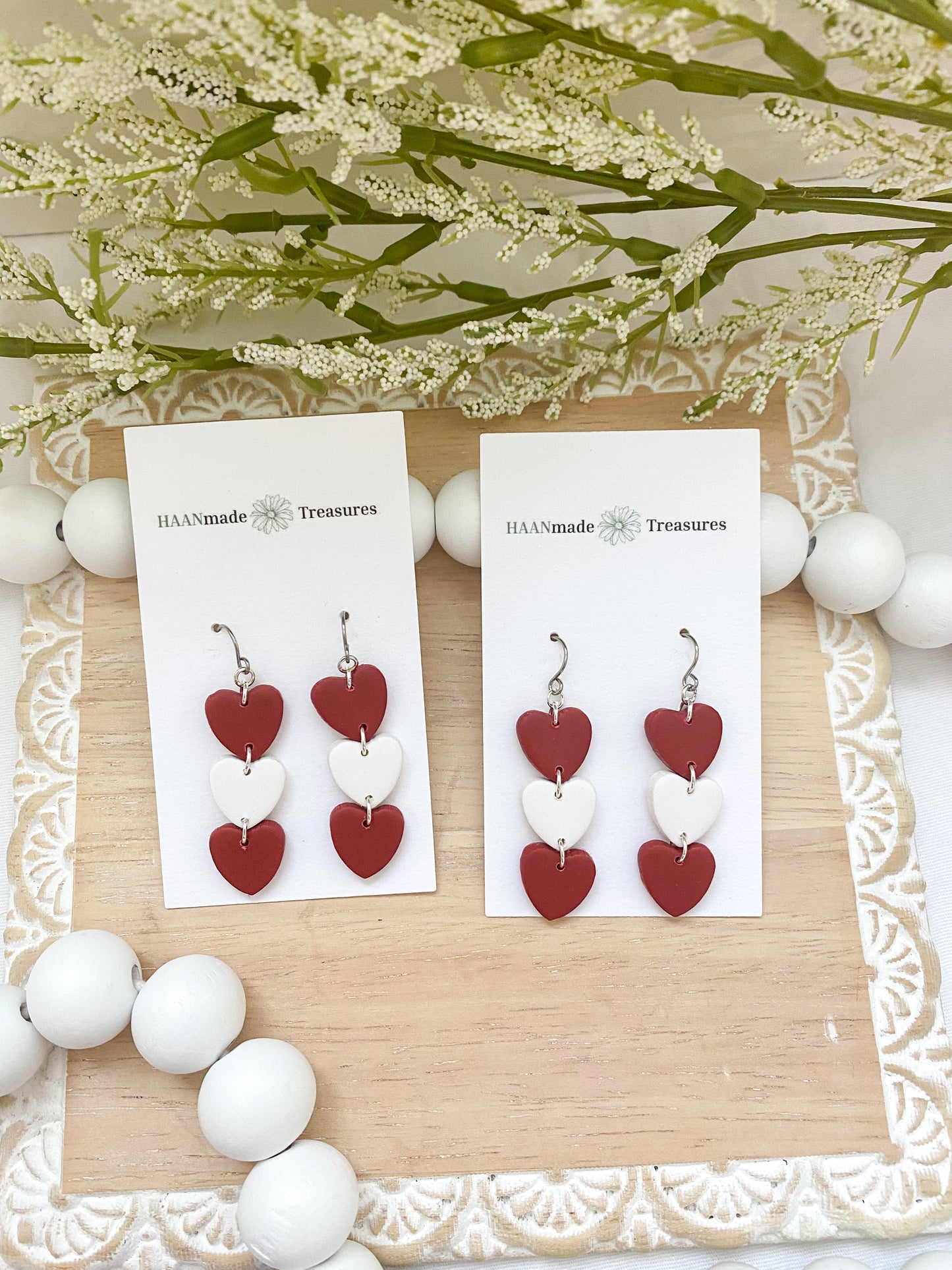 Red & White Stacked Hearts