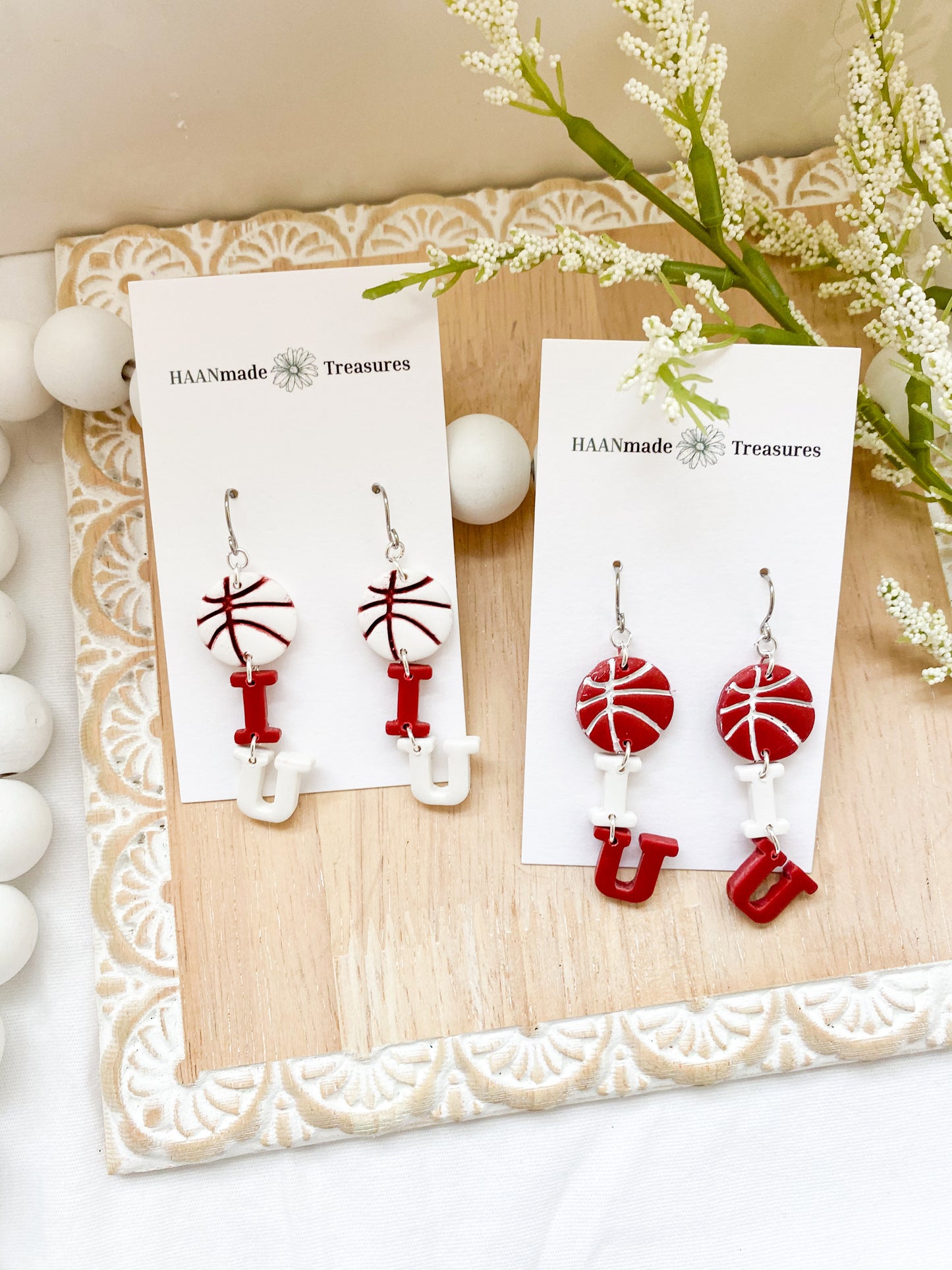 Red & White Basketball Dangles