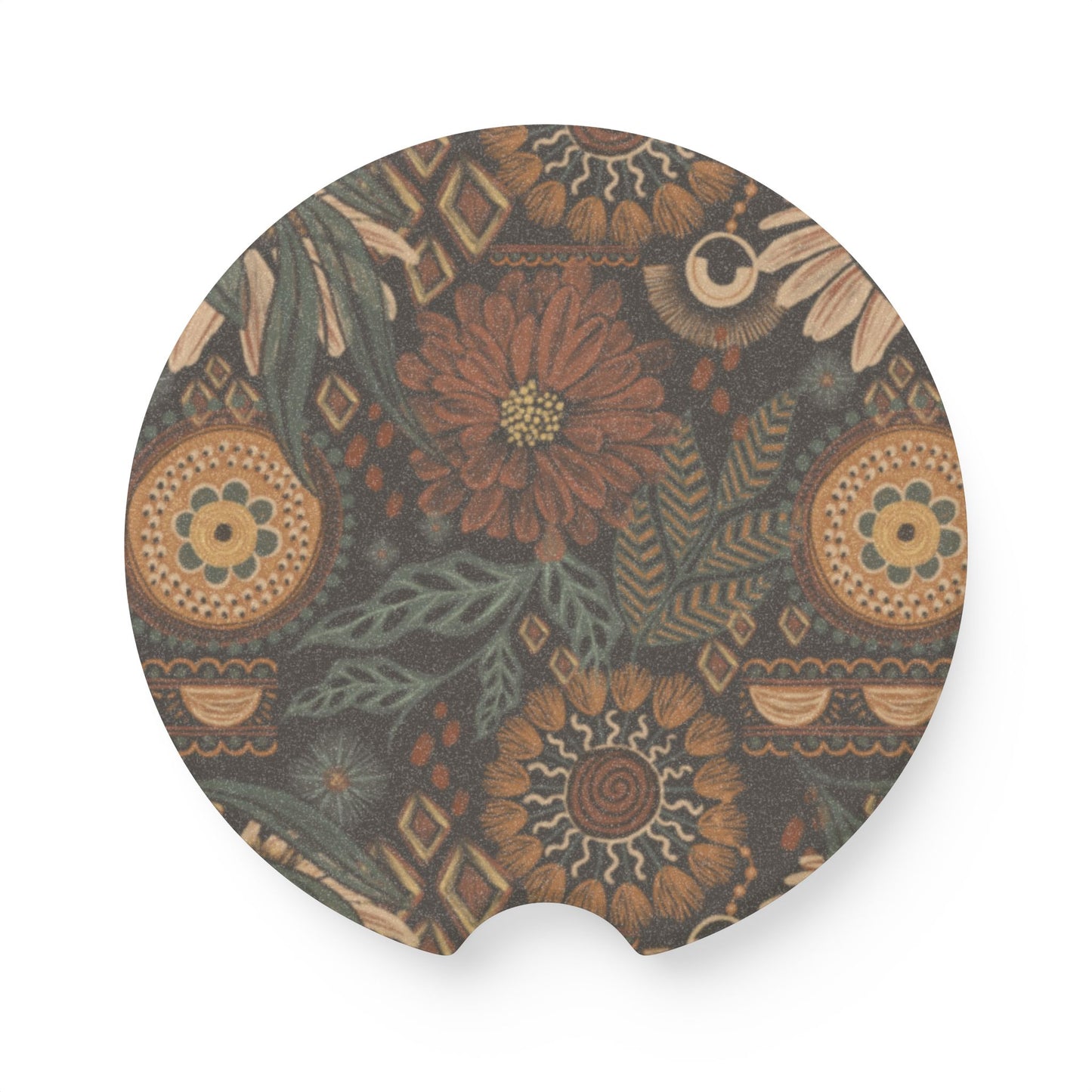 Blooming Mums Soapstone Car Coaster