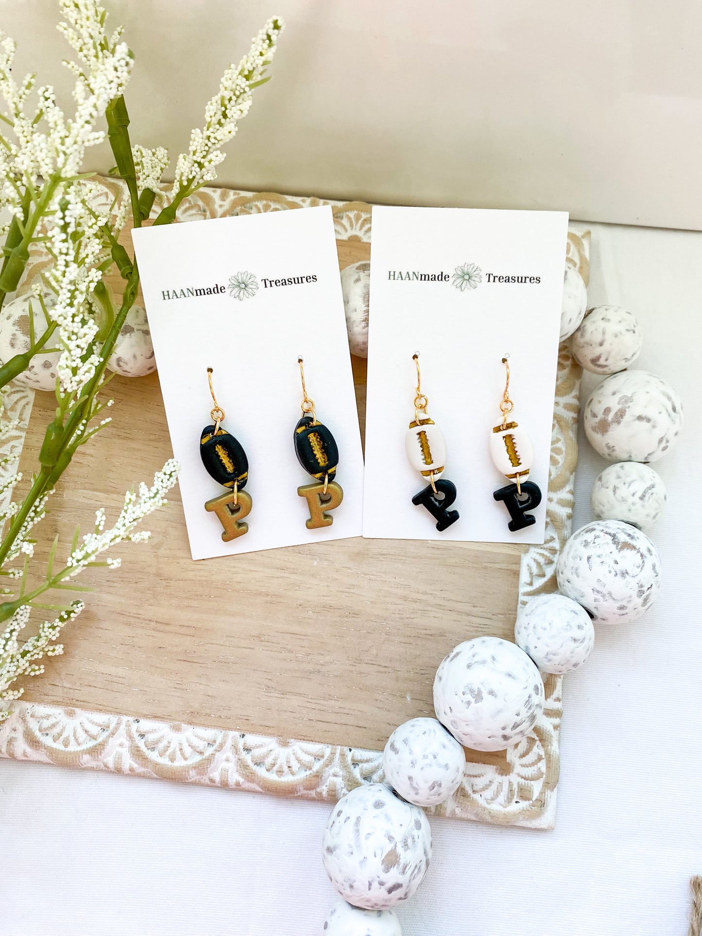 Black & Gold Football Dangles