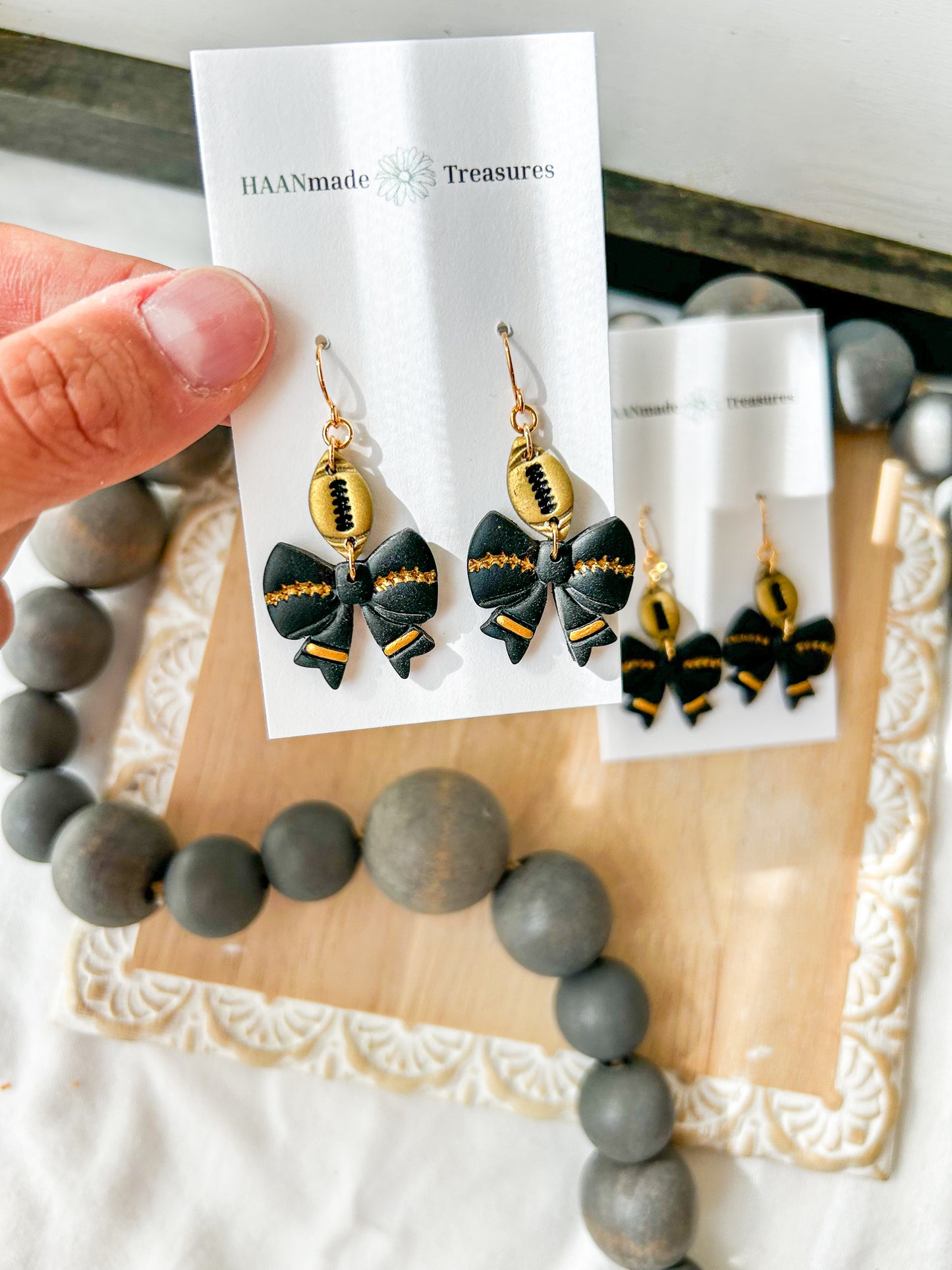 Black and Gold Football Bows