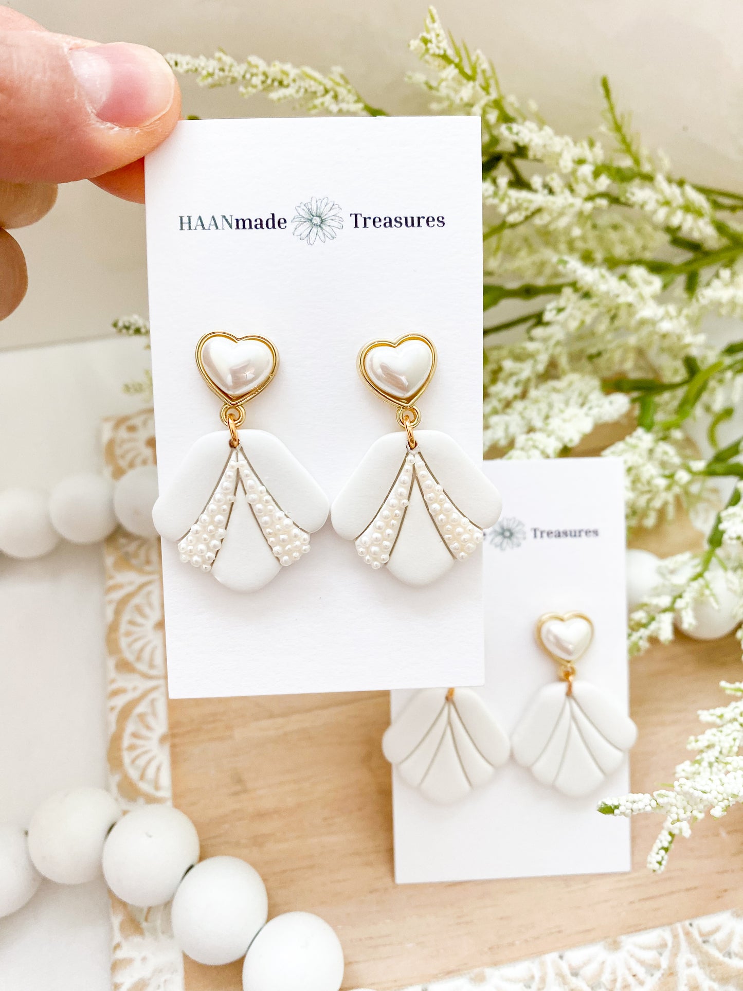 Elegant White & Pearl Dangles