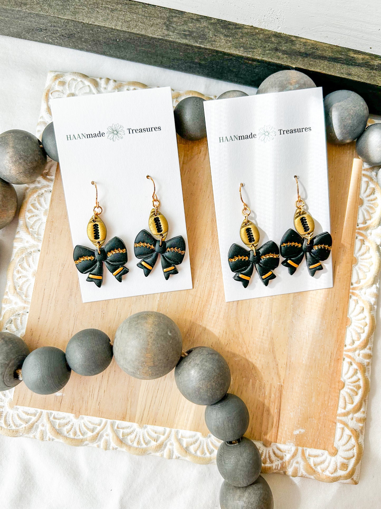 Black and Gold Football Bows