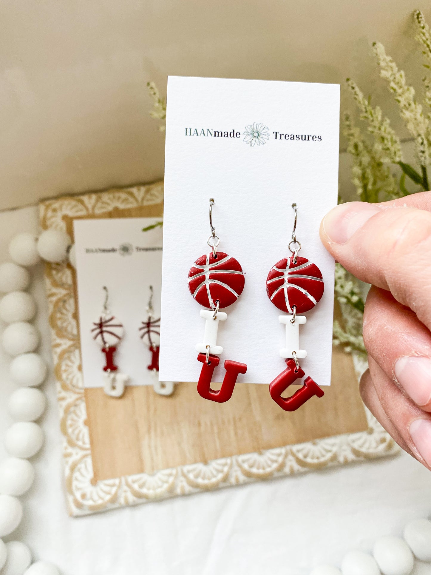 Red & White Basketball Dangles