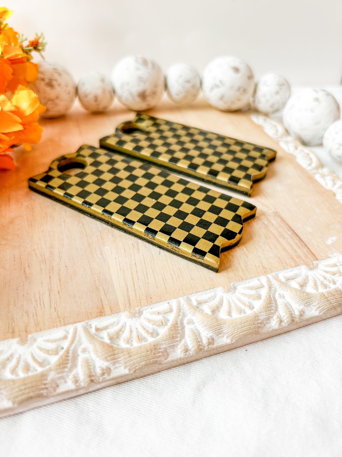 Black & Gold Checkered Stanley Topper
