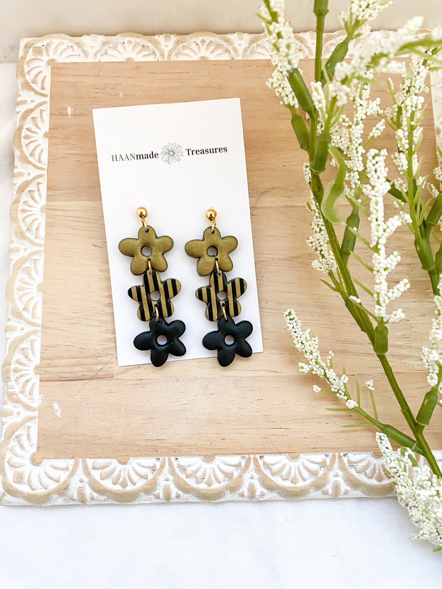 Black & Gold Candy Stripe Flowers