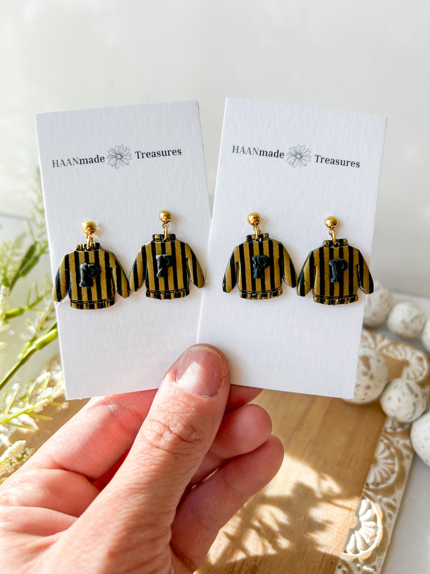 Candy Striped Black & Gold Sweaters