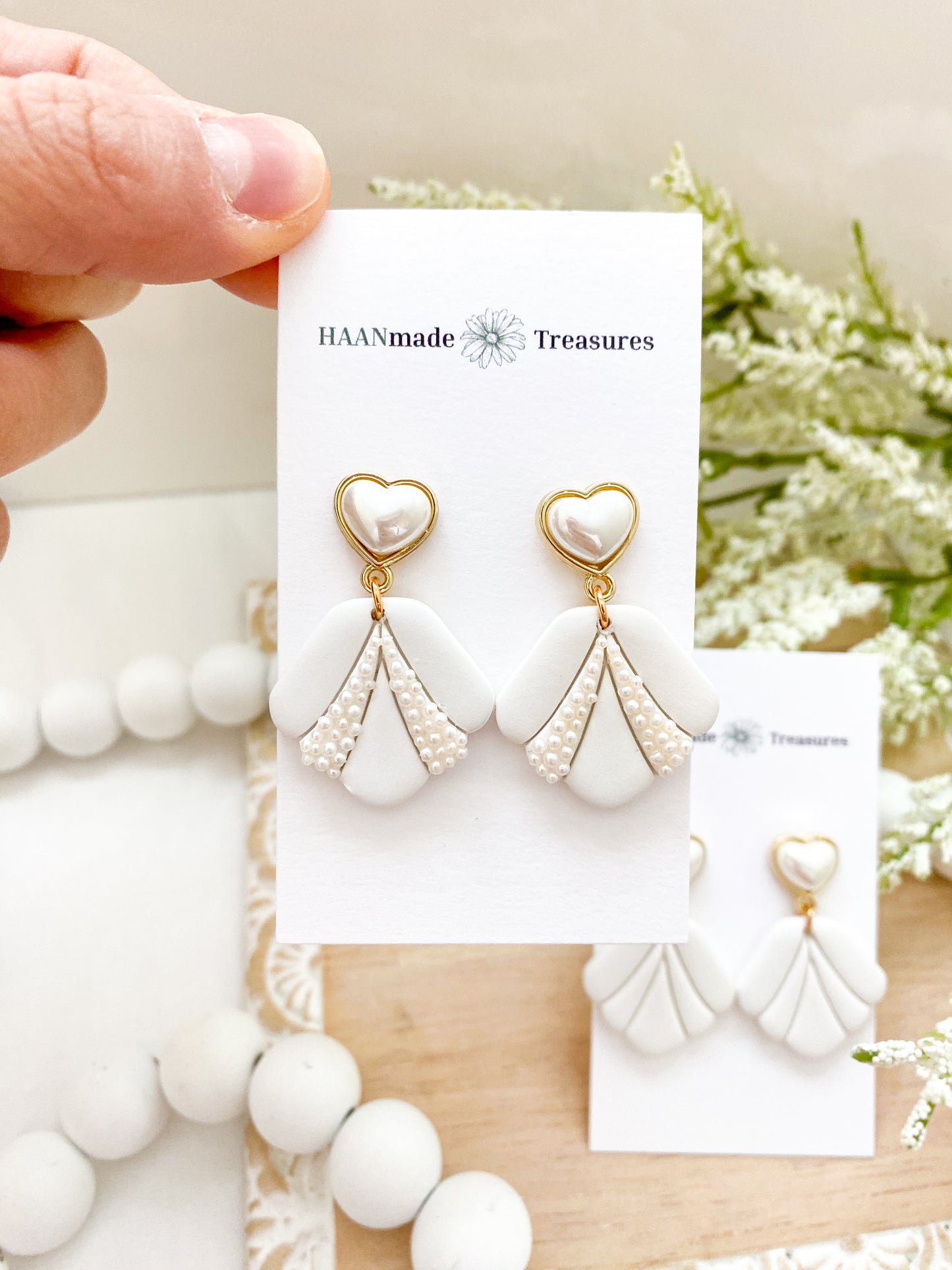 Elegant White & Pearl Dangles