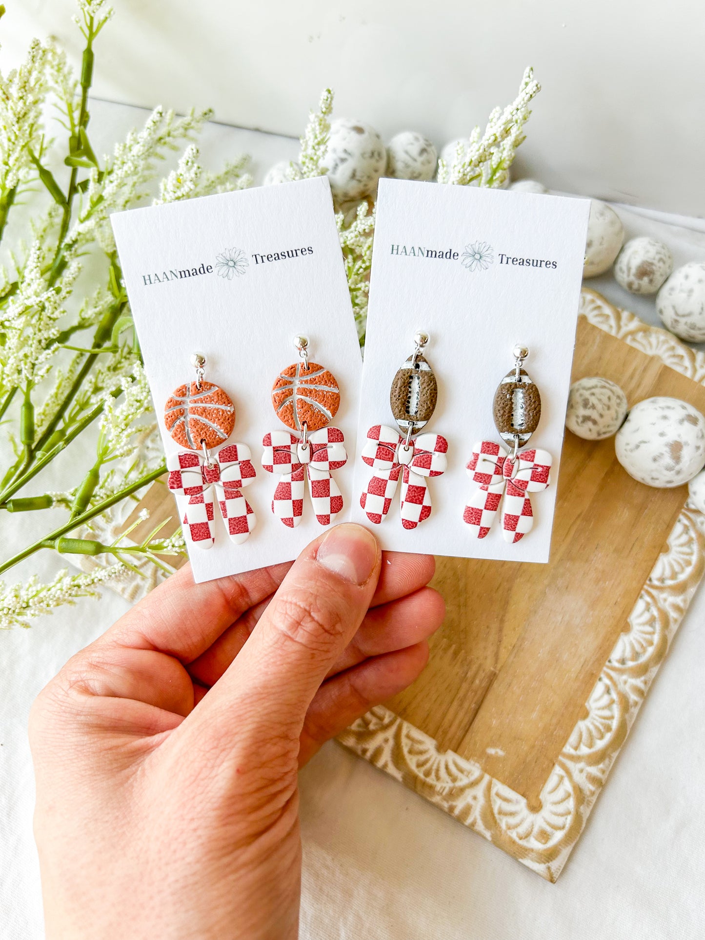 Vintage Red & White Bow Earrings