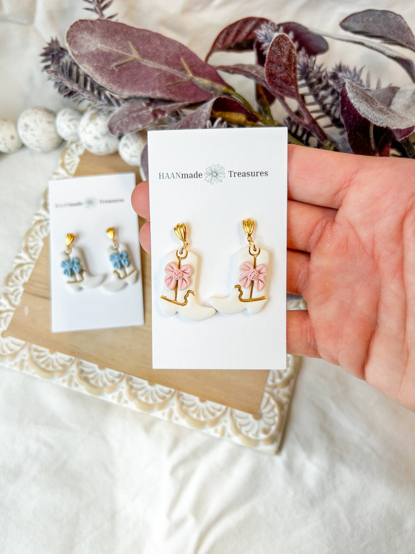 Cowgirl Boot Bow Earrings