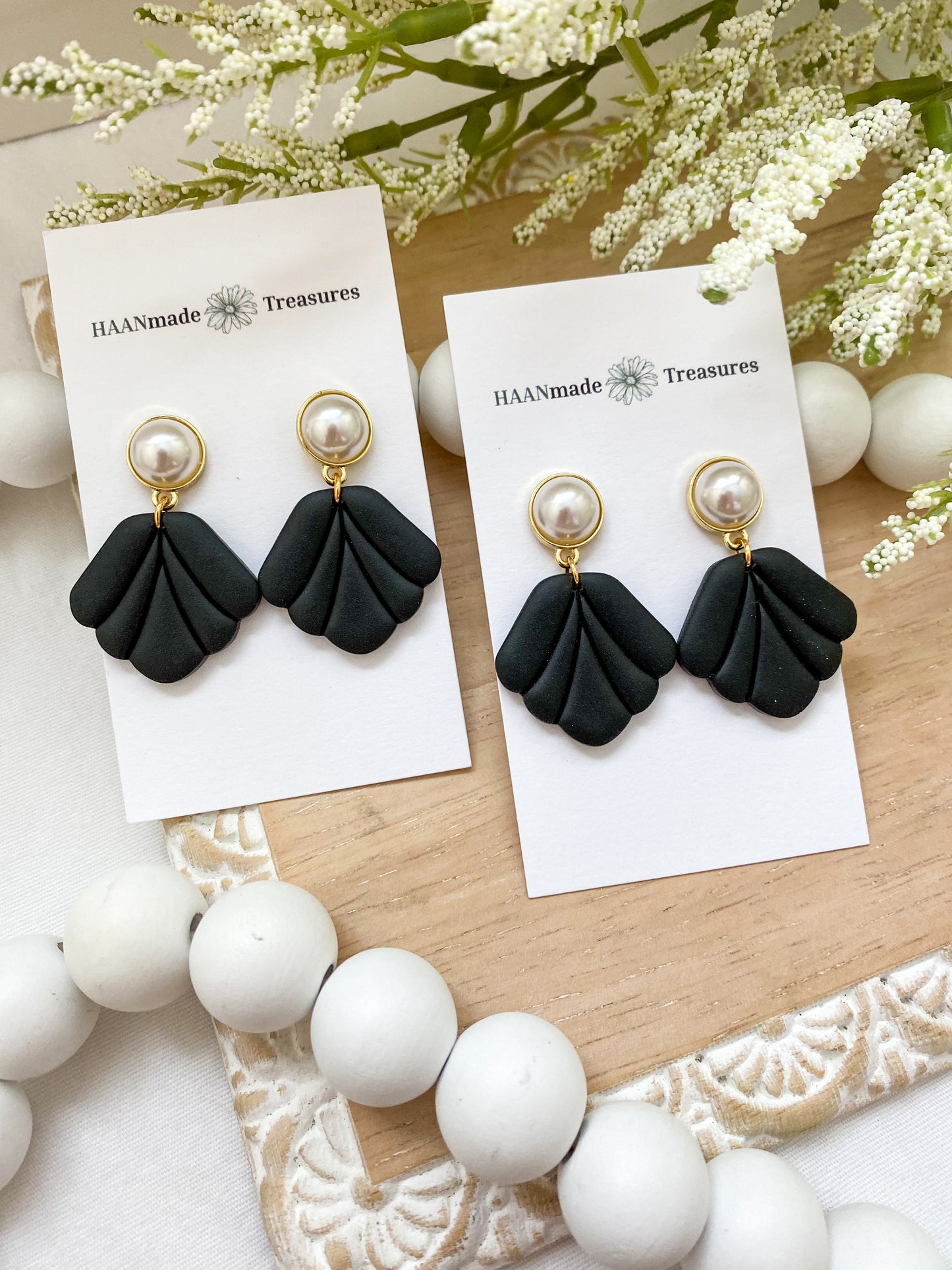 Elegant Black & Pearl Dangles