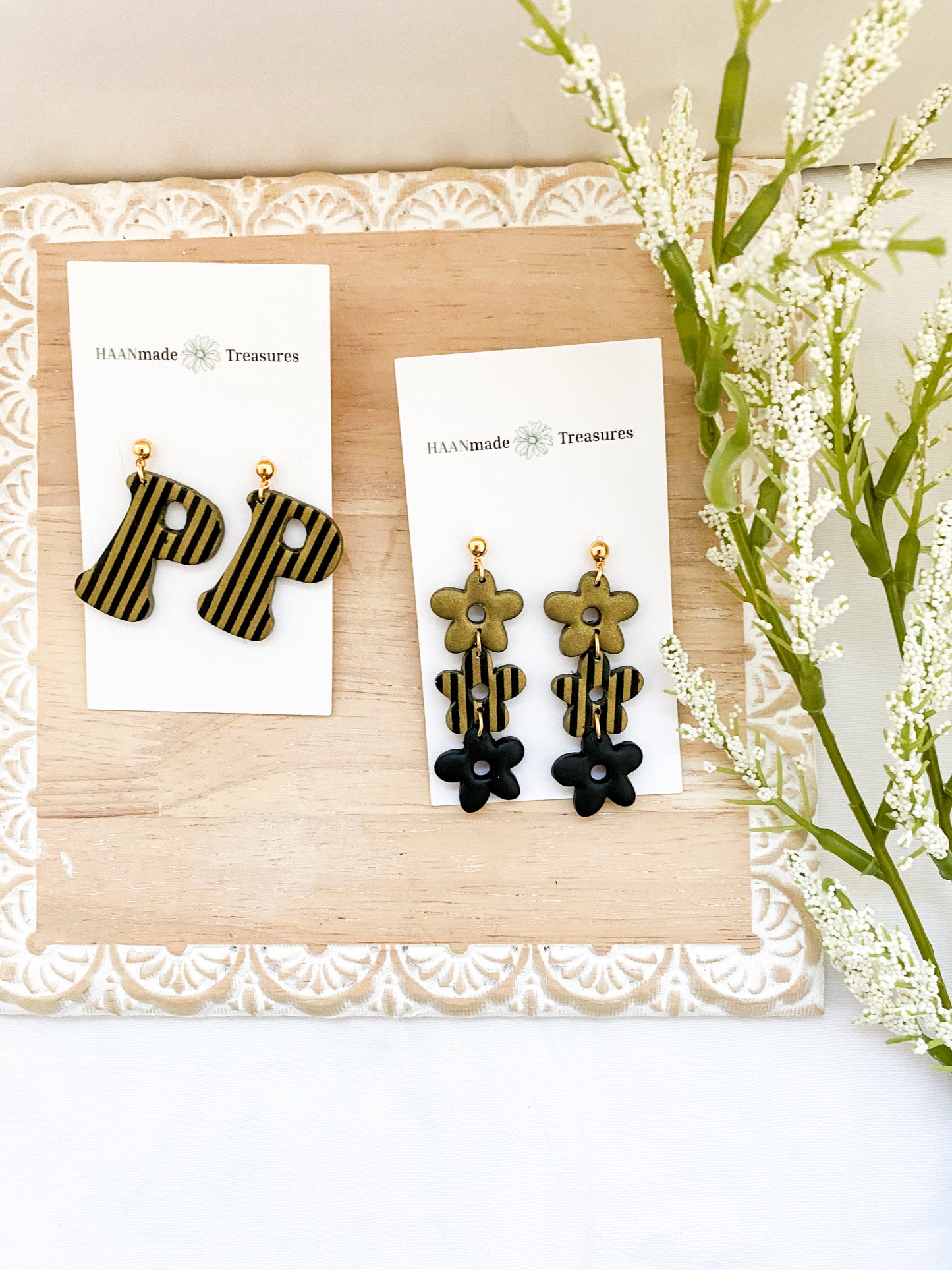 Black & Gold Candy Stripe Flowers