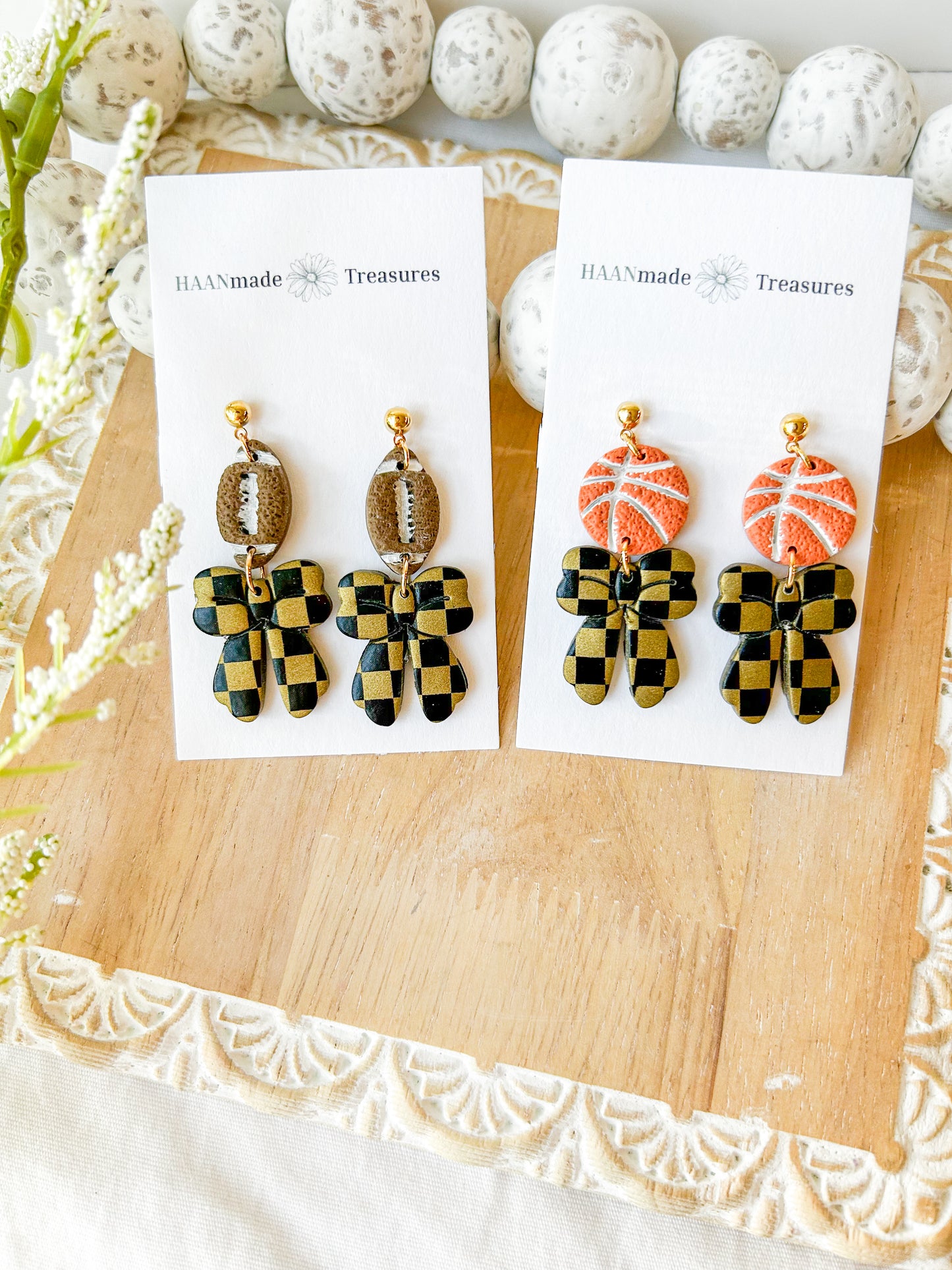 Black & Gold Bow Earrings