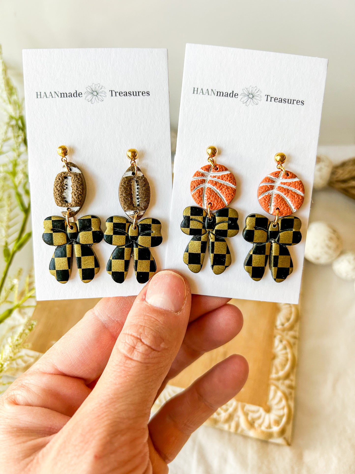 Black & Gold Bow Earrings