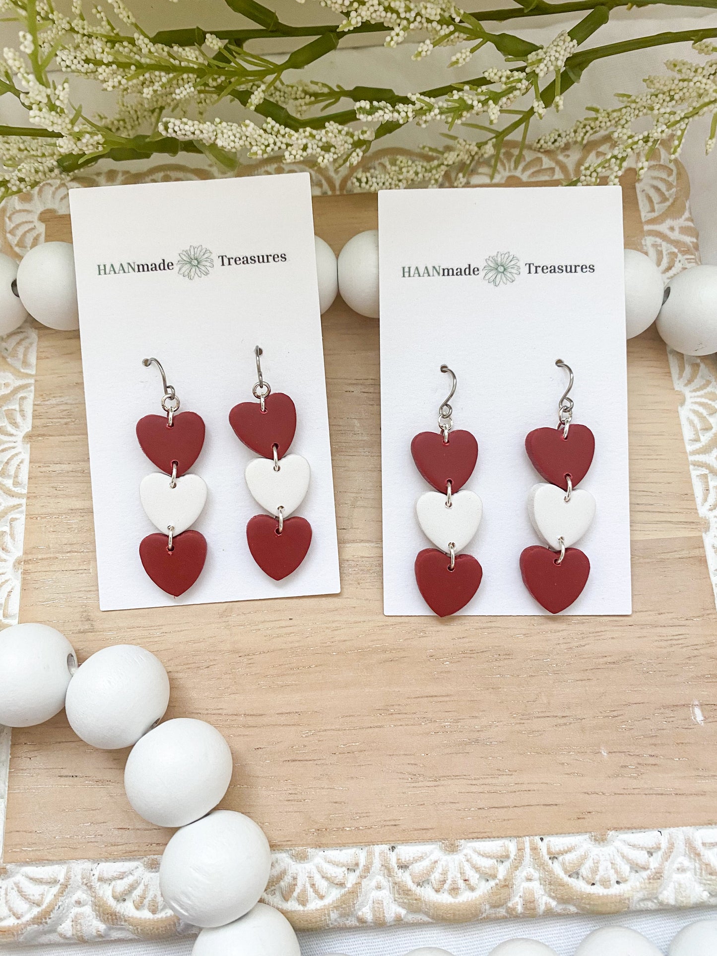 Red & White Stacked Hearts