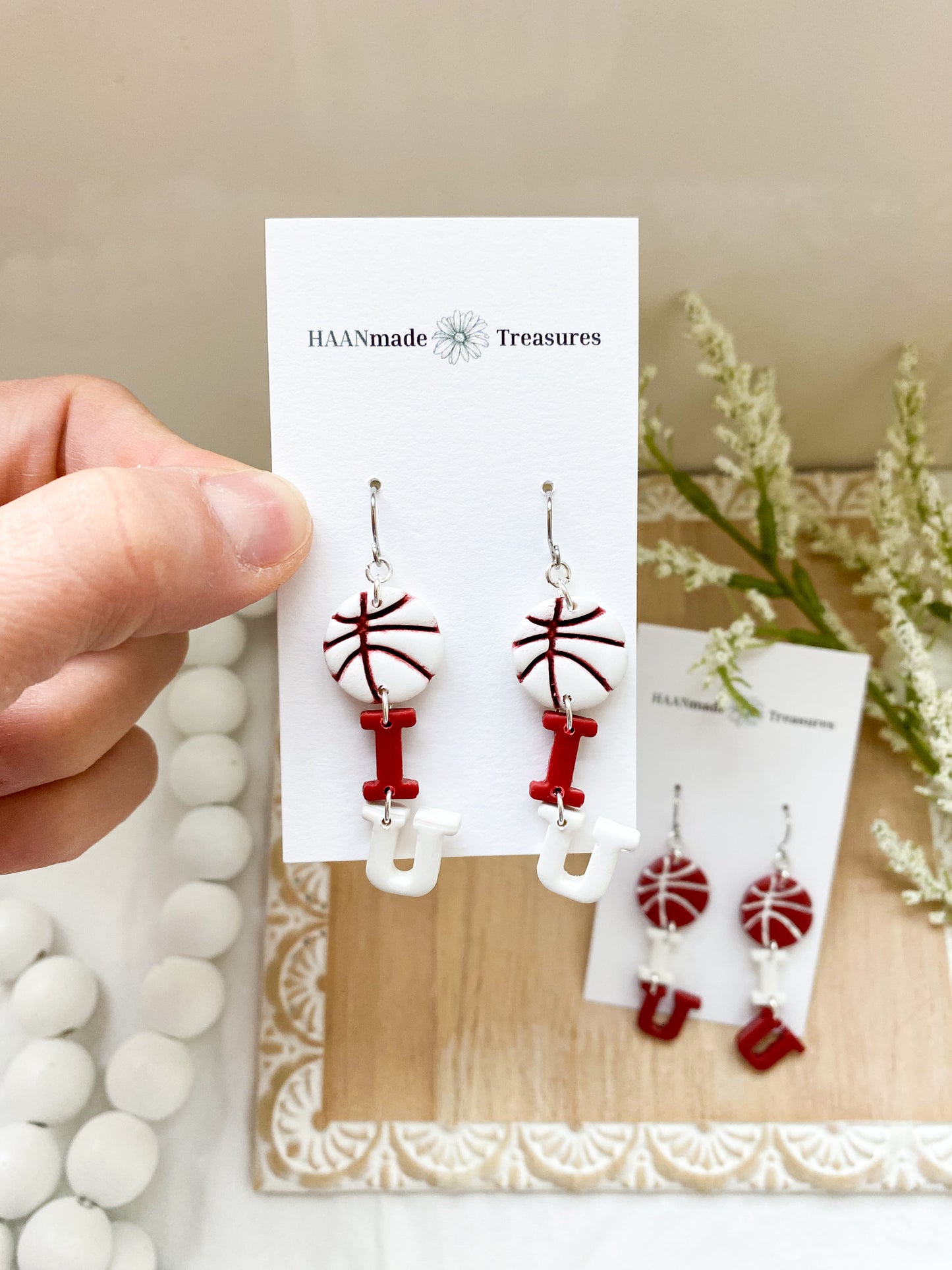 Red & White Basketball Dangles