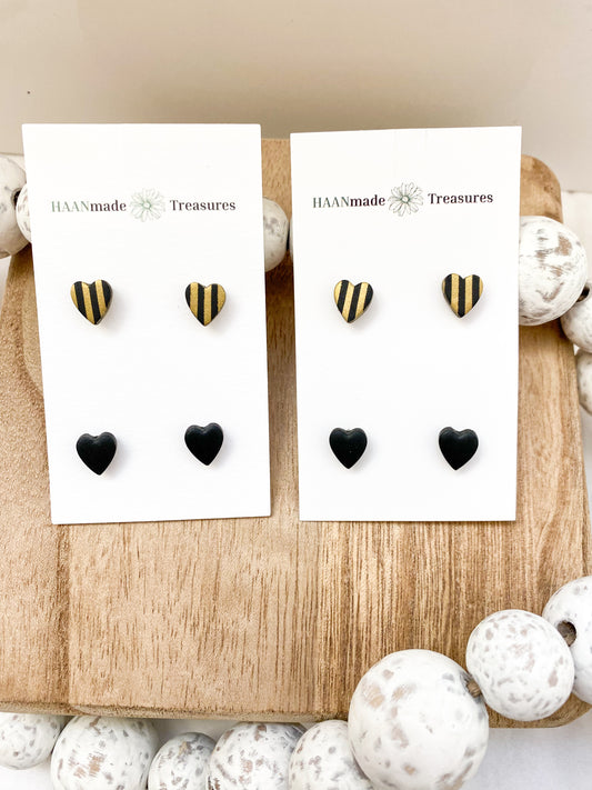 Candy Stripe Heart Studs