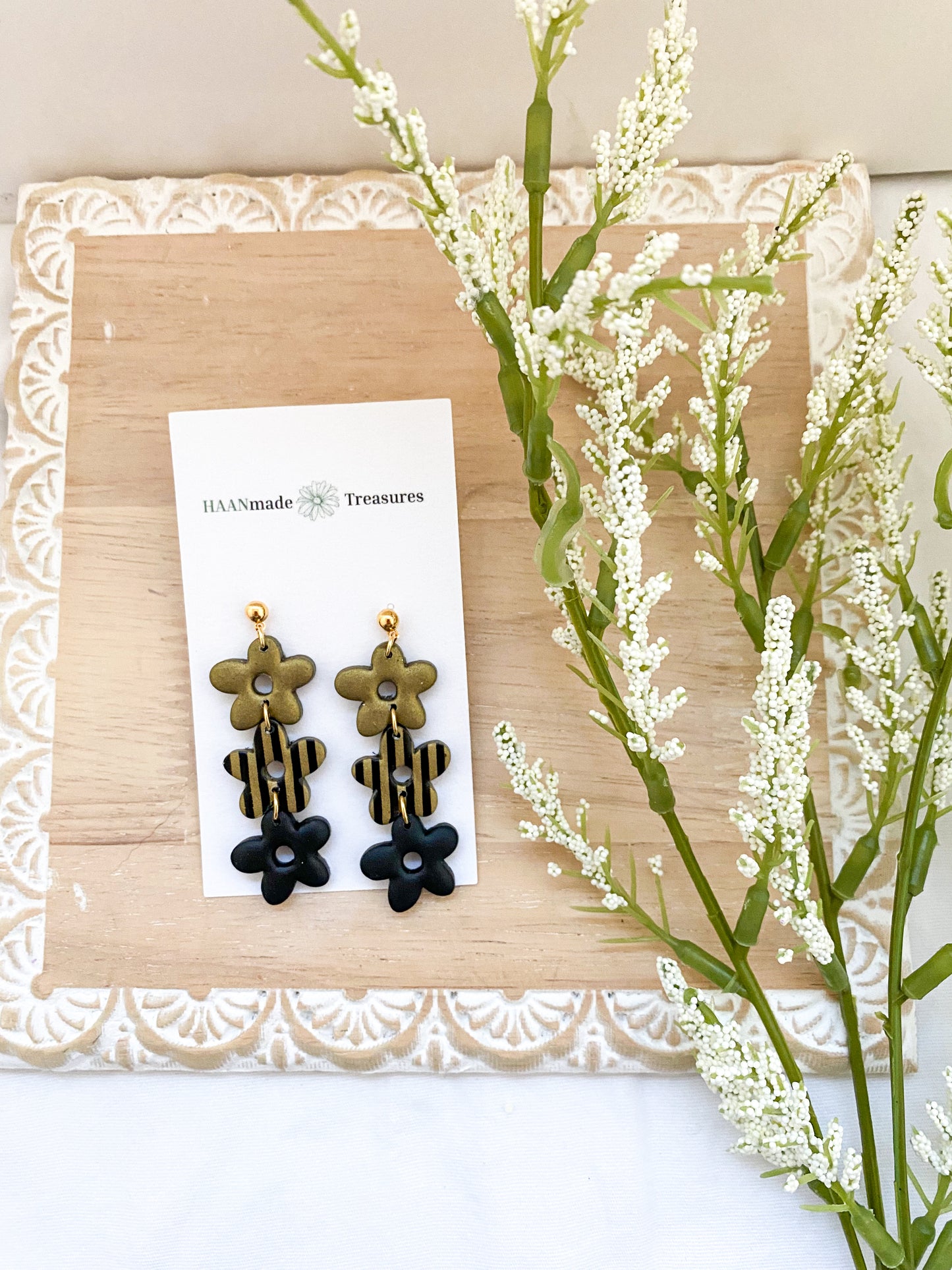 Black & Gold Candy Stripe Flowers