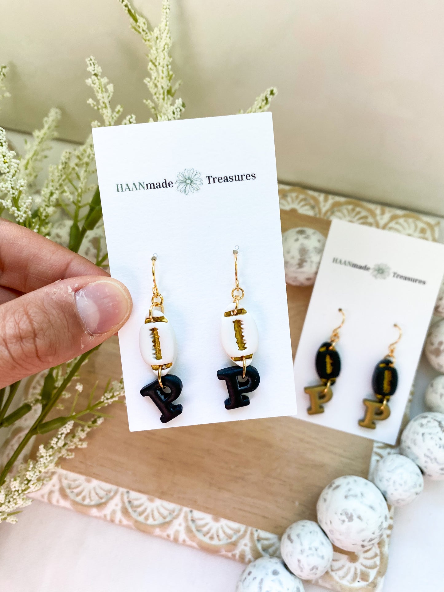 Black & Gold Football Dangles