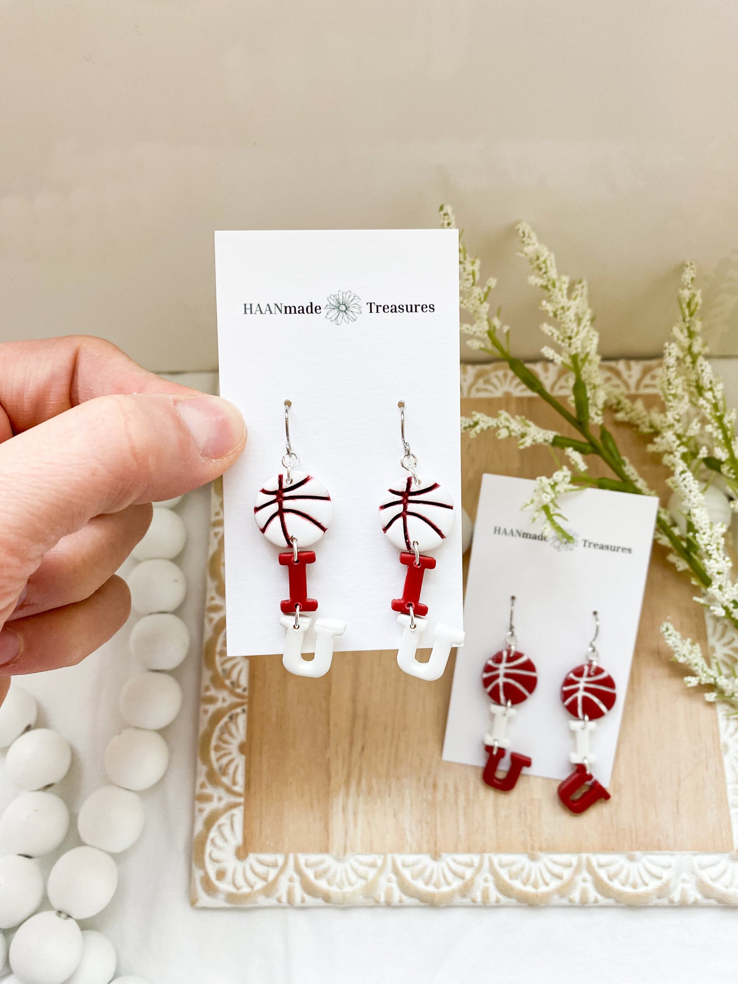 Red & White Basketball Dangles