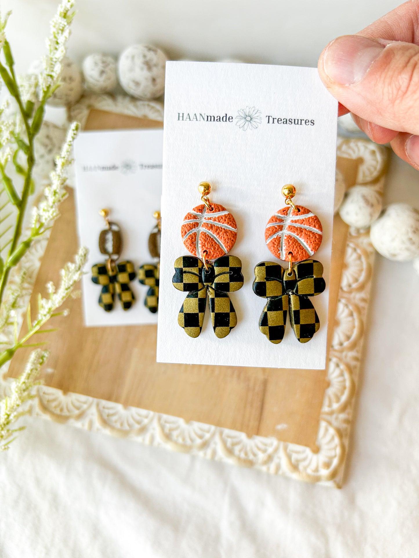 Black & Gold Bow Earrings