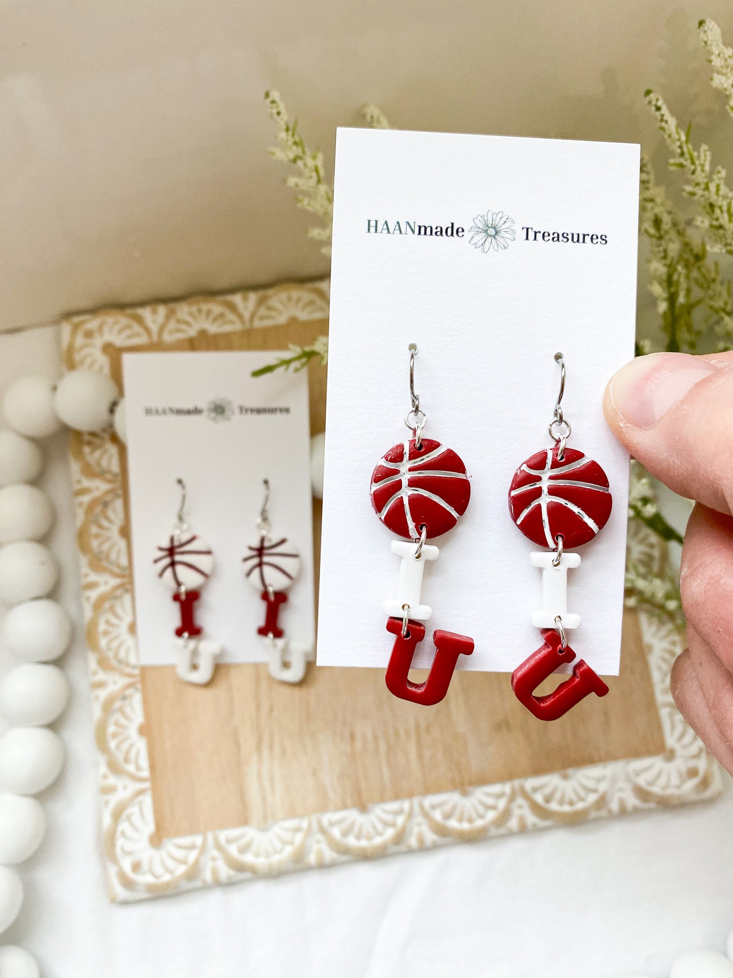 Red & White Basketball Dangles