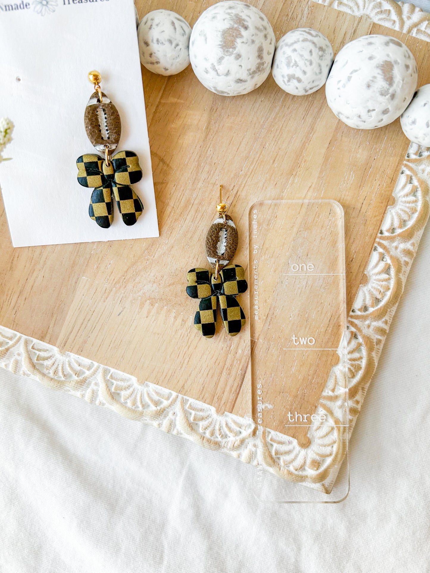 Vintage Red & White Bow Earrings