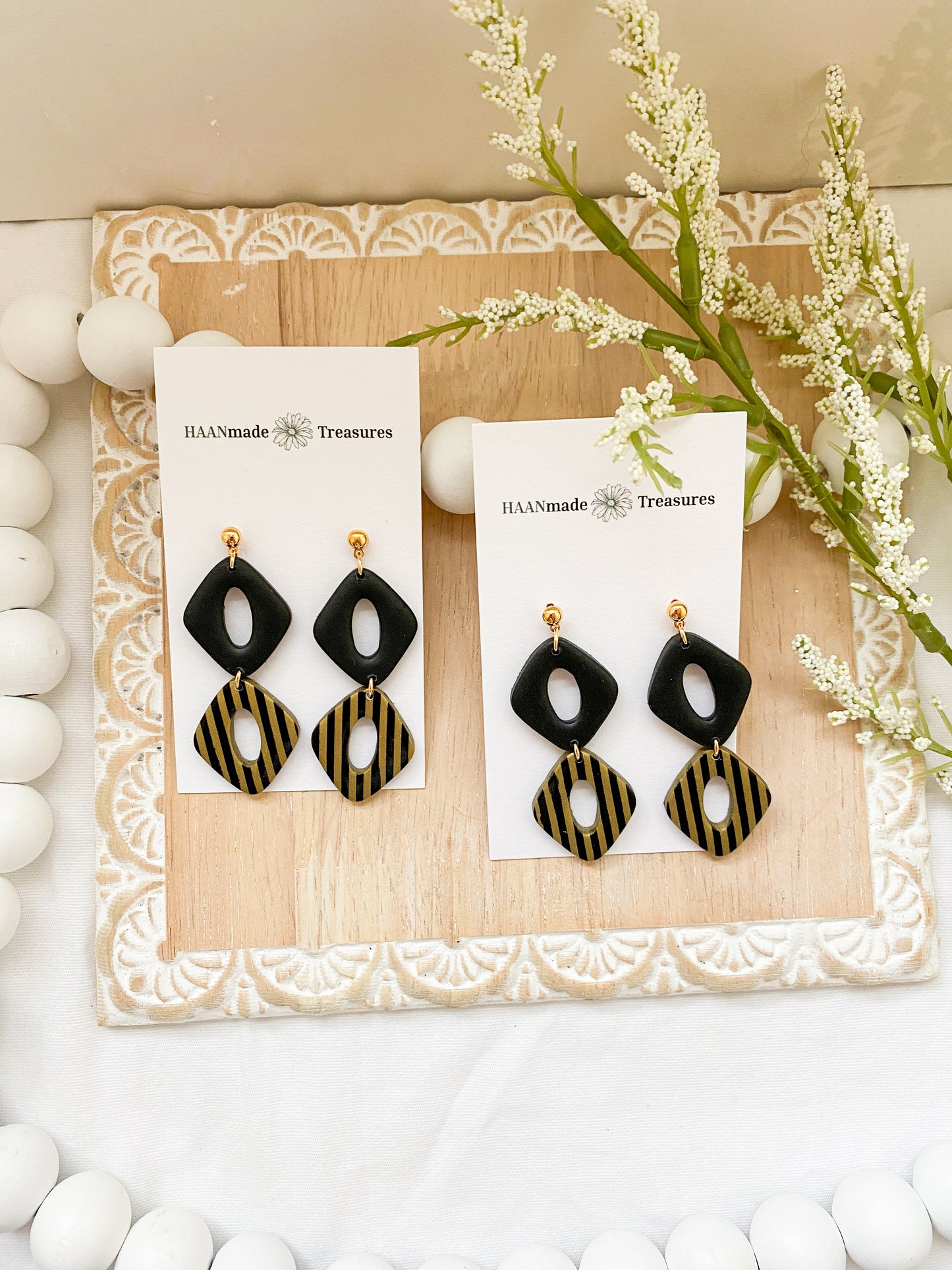 Black & Gold Rhombus Dangles