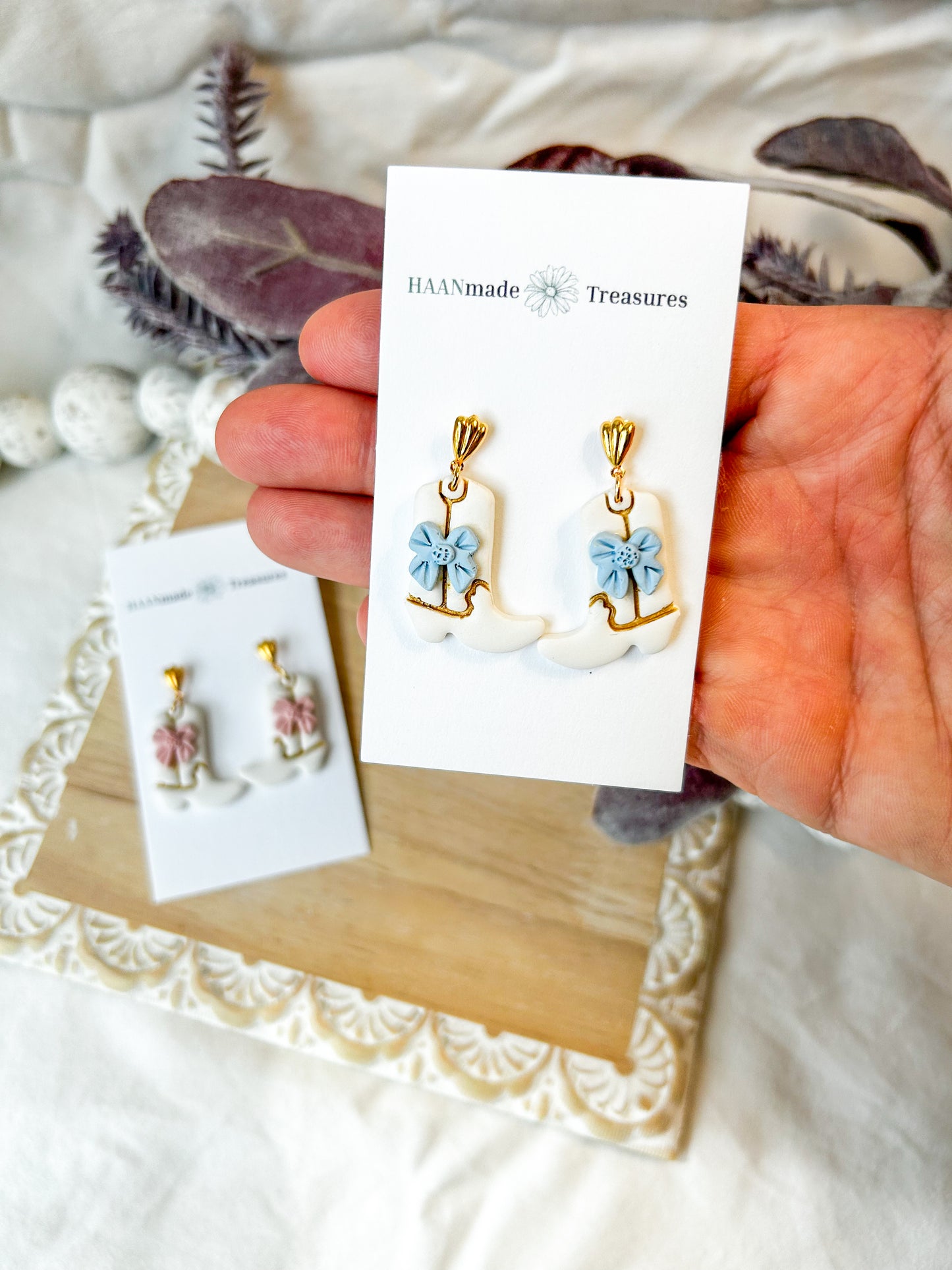 Cowgirl Boot Bow Earrings