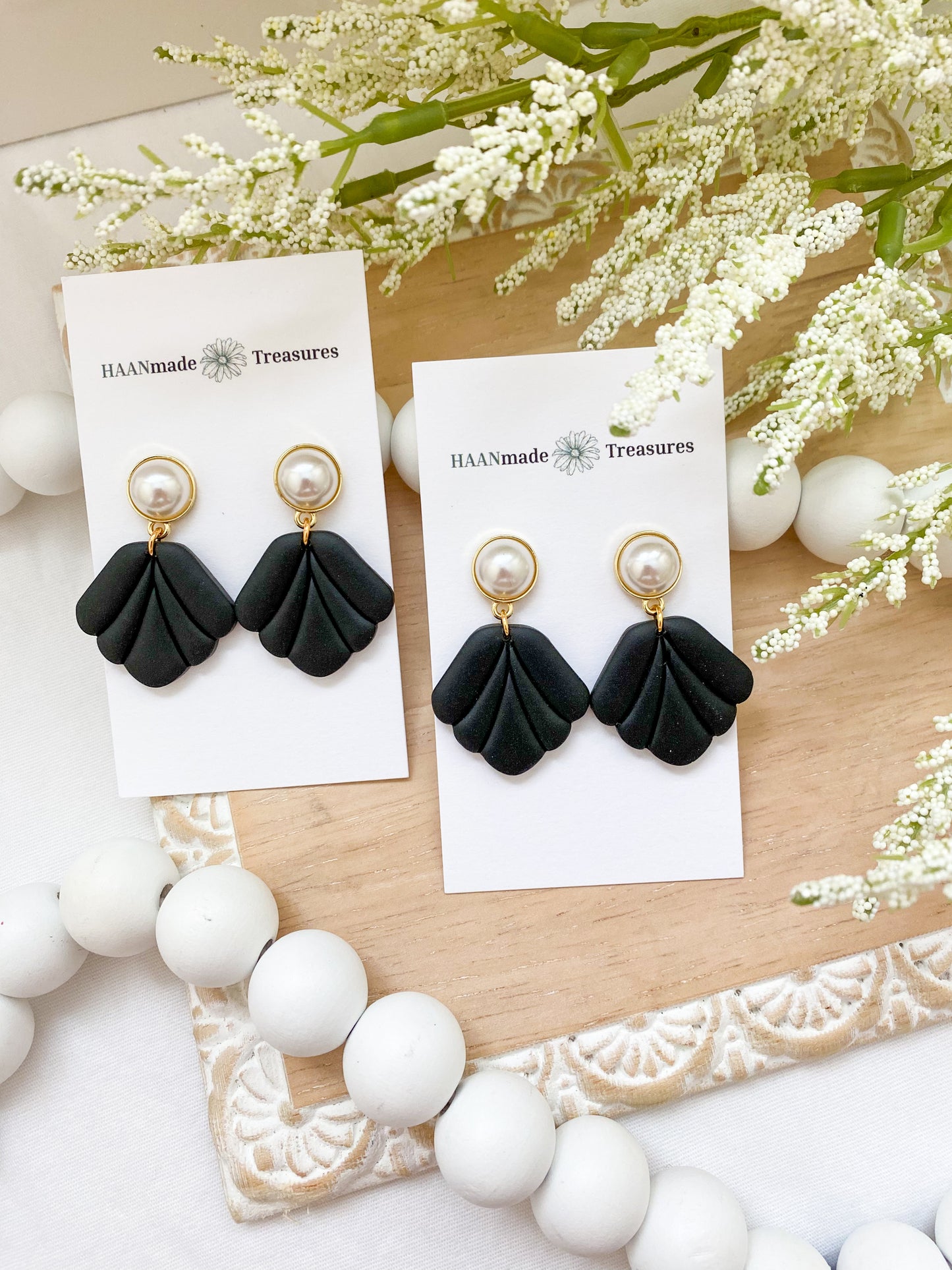 Elegant Black & Pearl Dangles