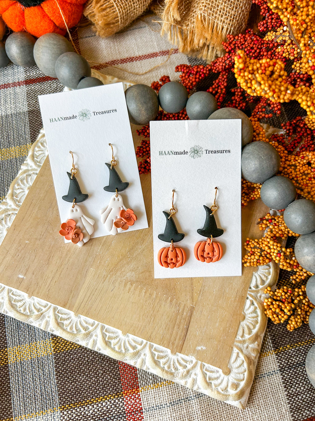 Pumpkin Witch Hat Earrings