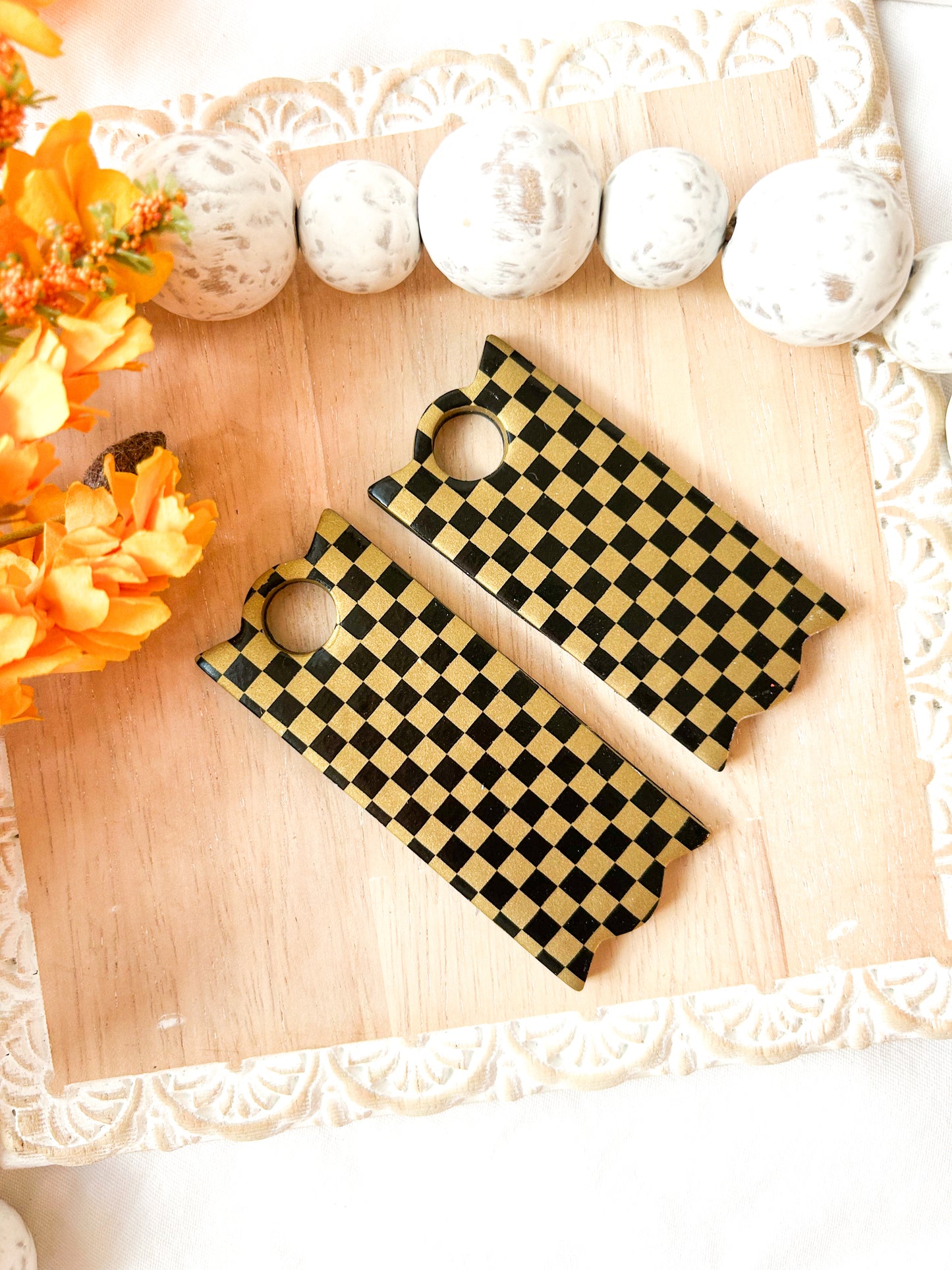 Black & Gold Checkered Stanley Topper