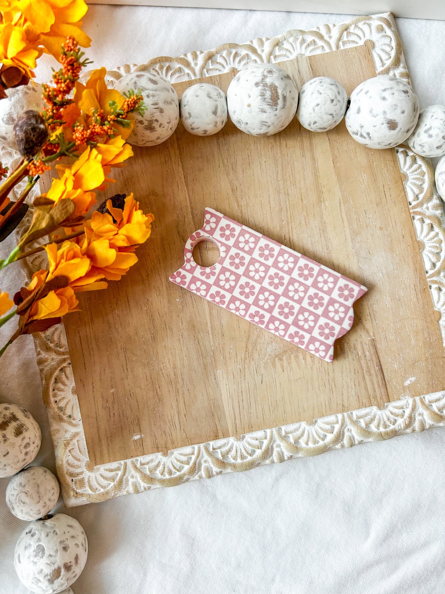 Painted Checkered Flowers Stanley Topper