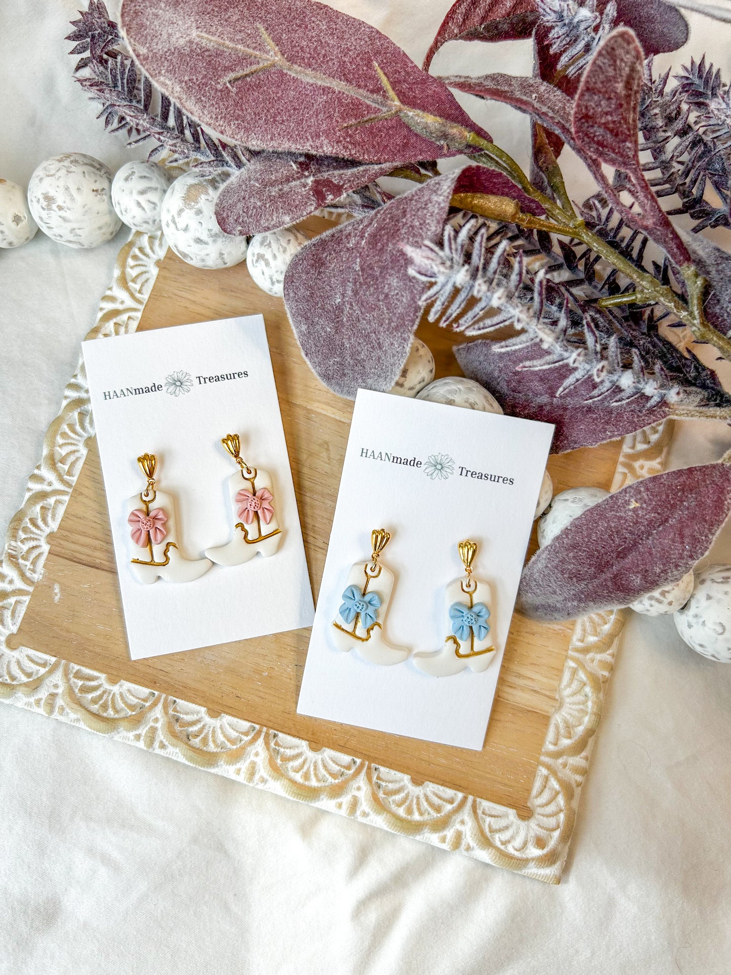 Cowgirl Boot Bow Earrings