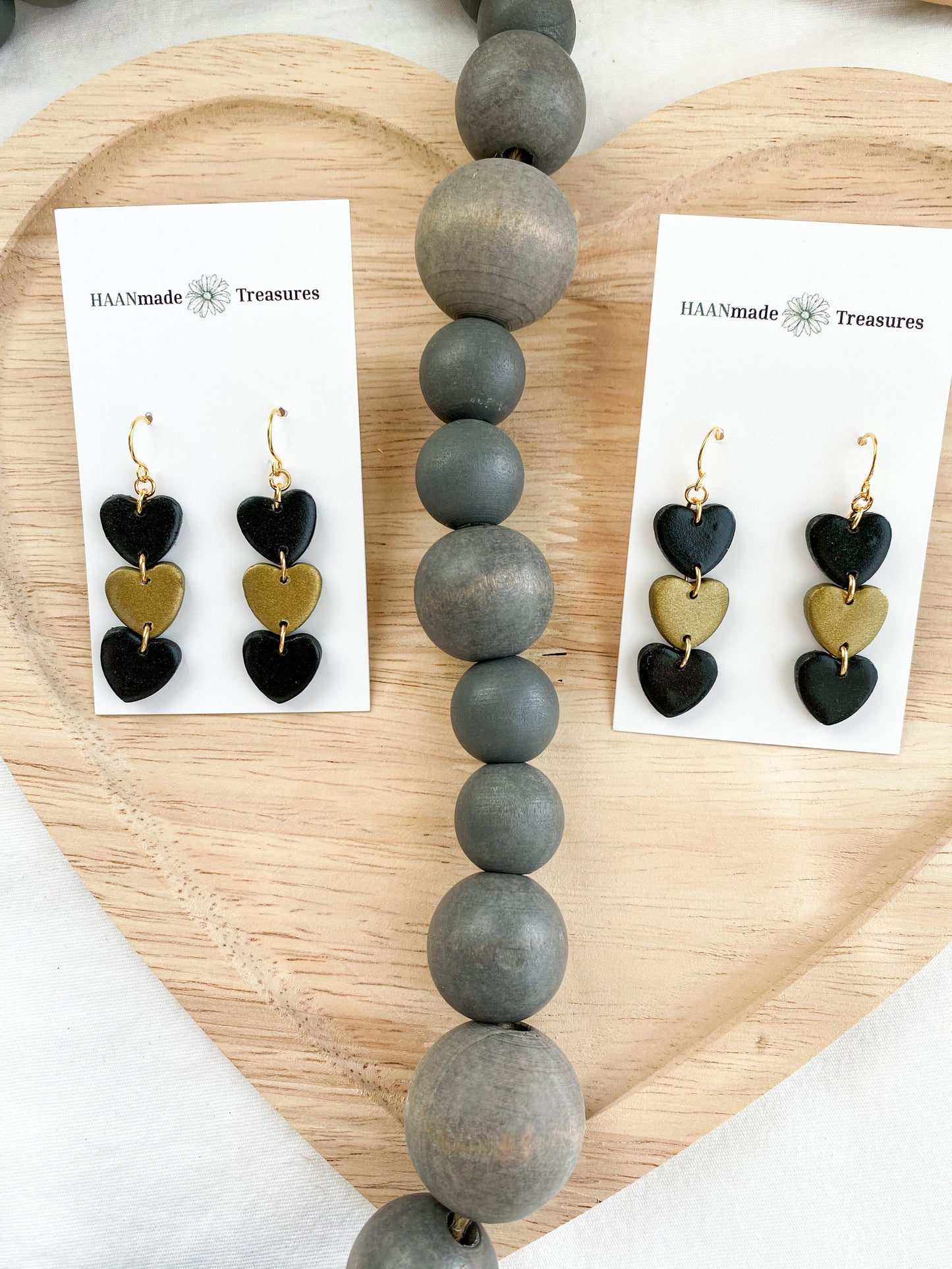 Black & Gold Stacked Hearts